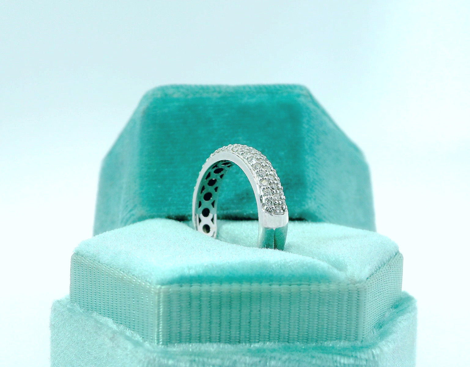 14K Three Row Diamond Wedding Ring