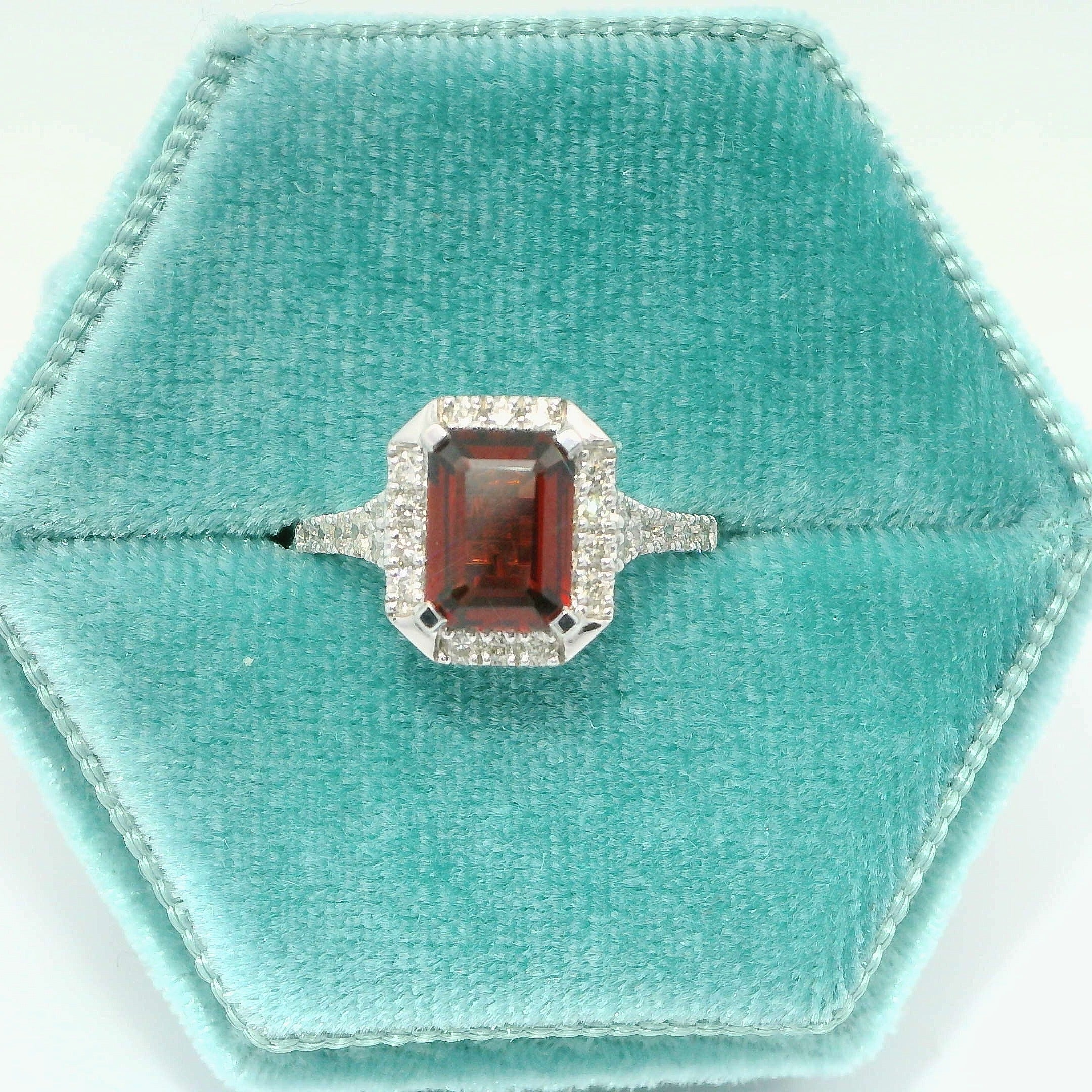 10K Emerald Cut Garnet Ring