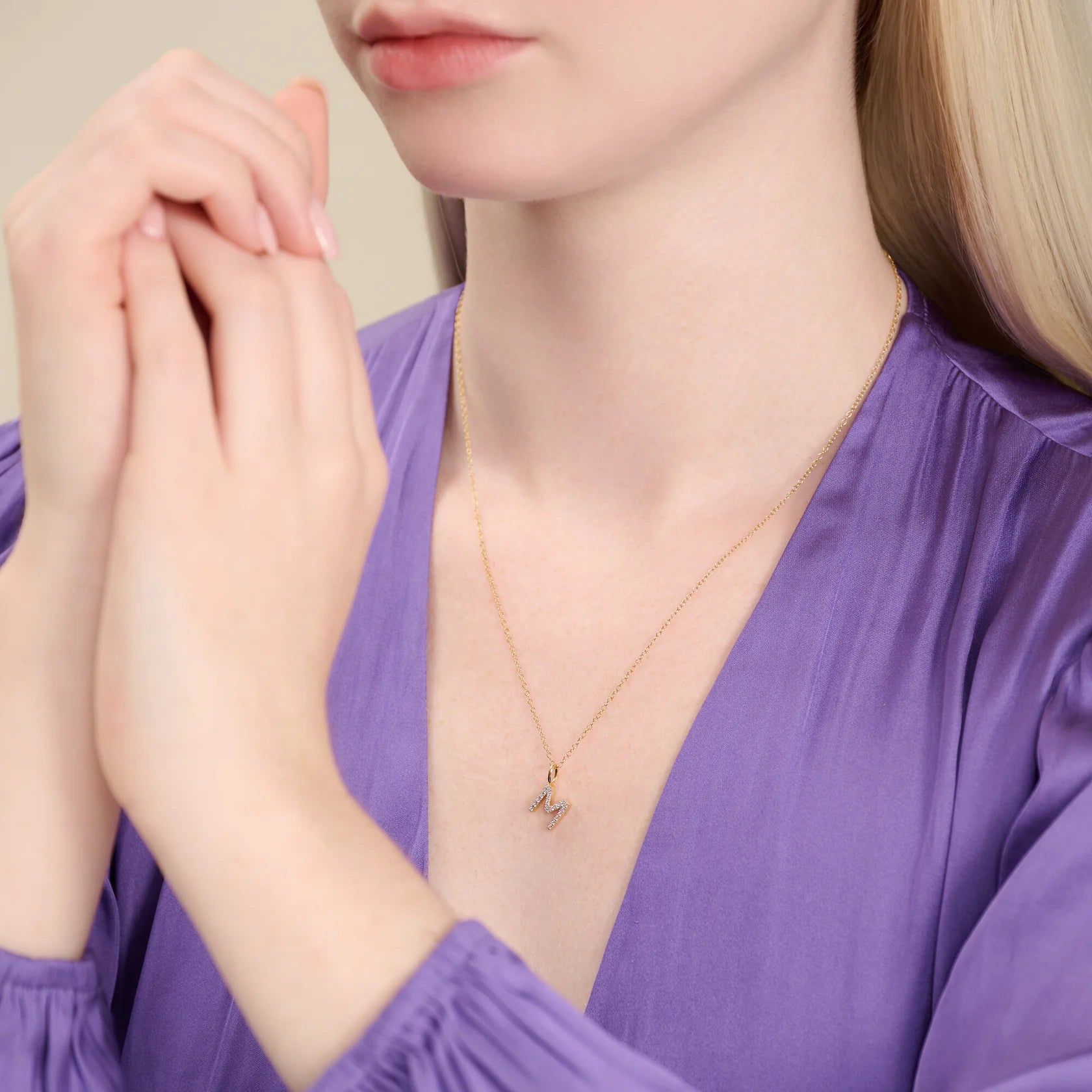 “M" Diamond Initial Necklace