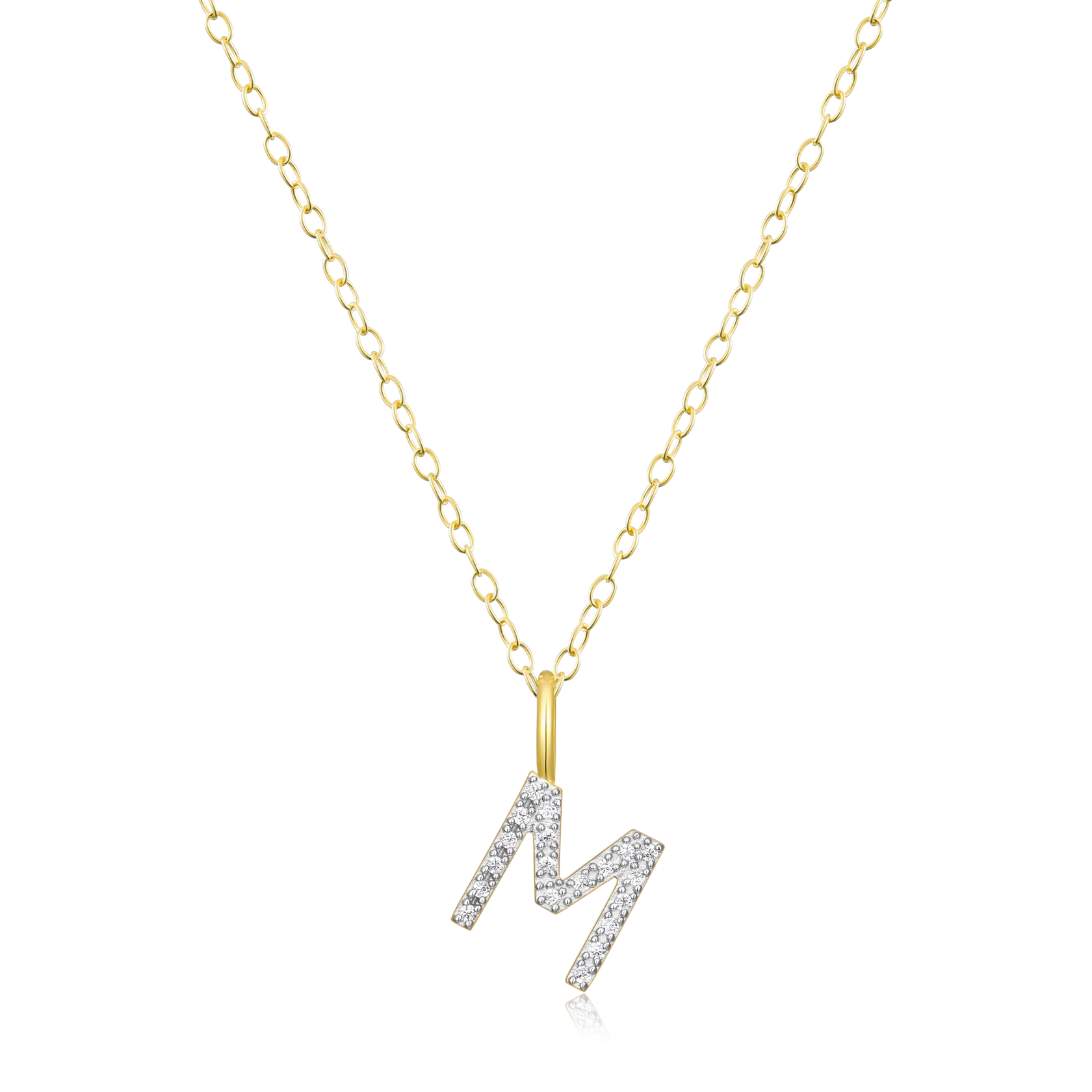 “M" Diamond Initial Necklace