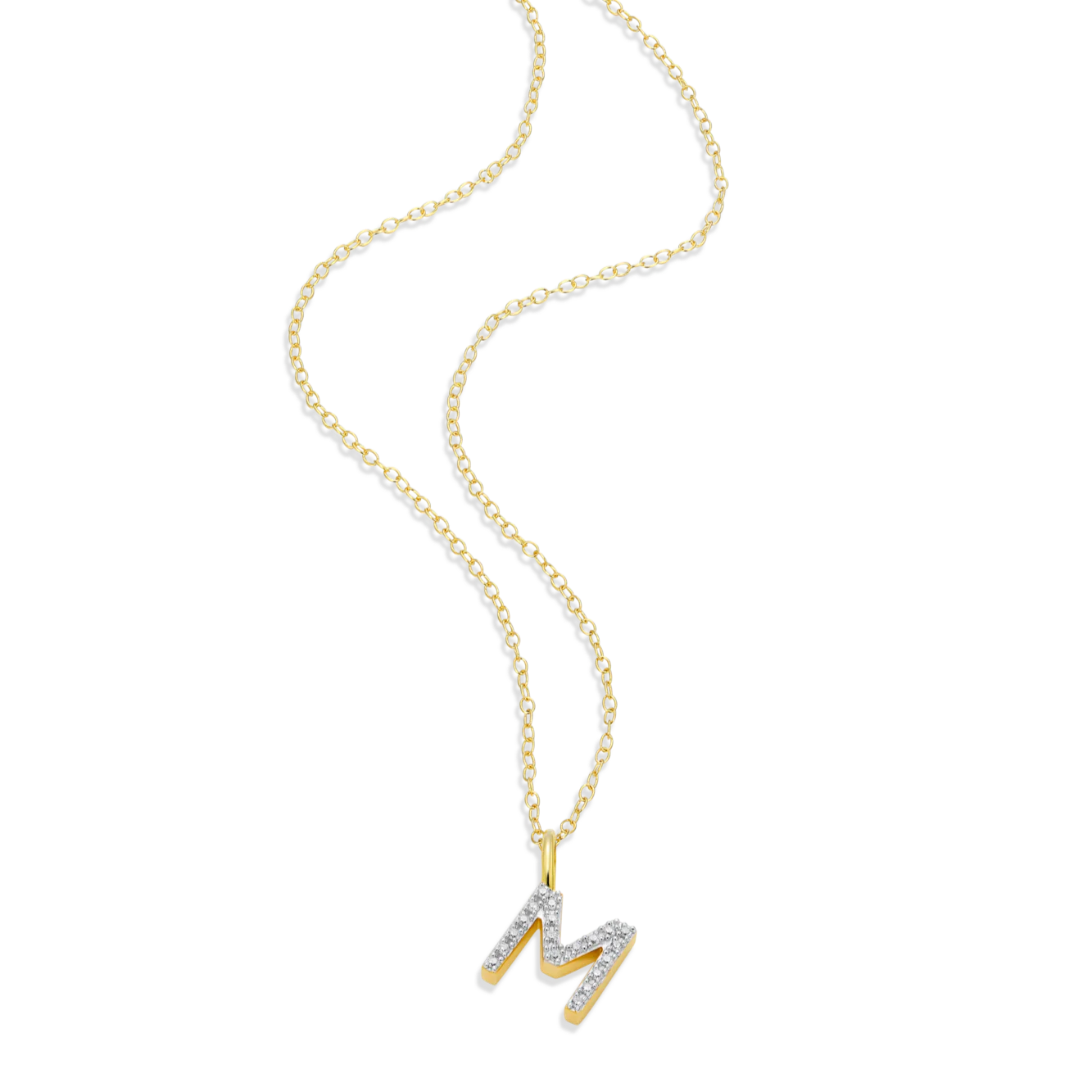 “M" Diamond Initial Necklace