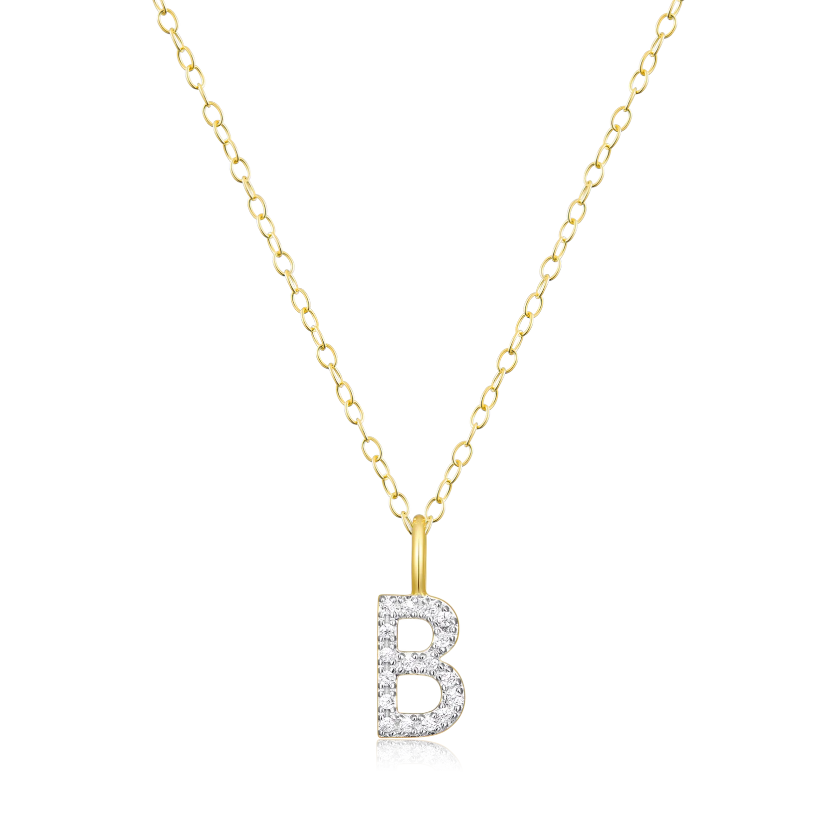 “B" Diamond Initial Necklace