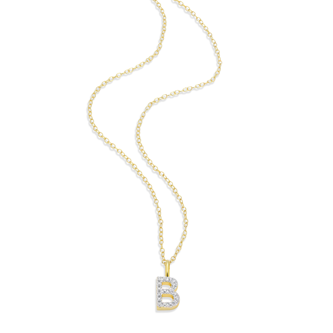 “B" Diamond Initial Necklace