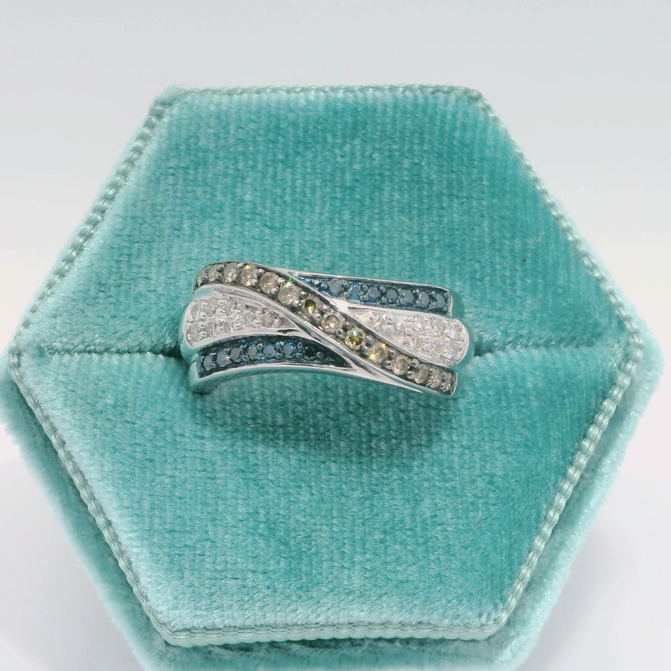 10K Chocolate and Blue Diamond Ring