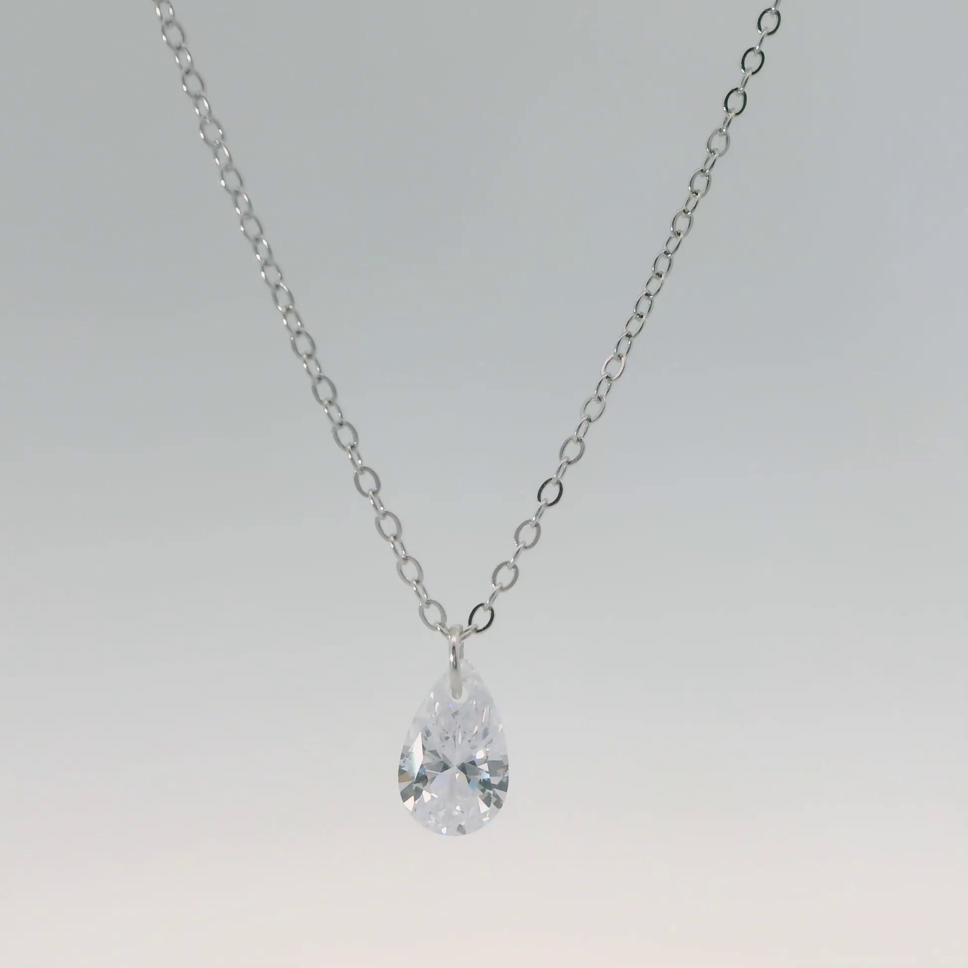 Sterling Silver Pear-Shaped Necklace