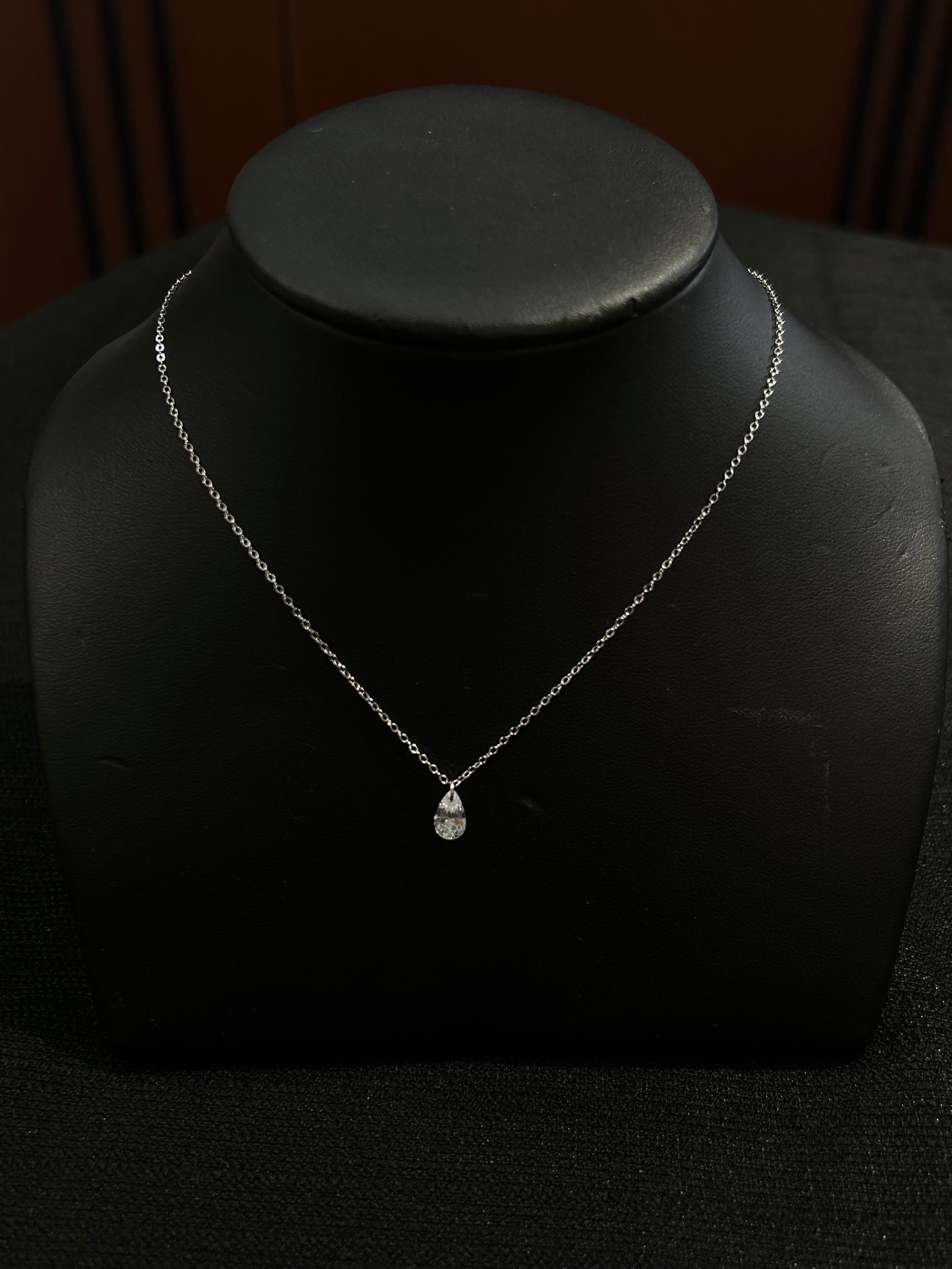 Sterling Silver Pear-Shaped Necklace