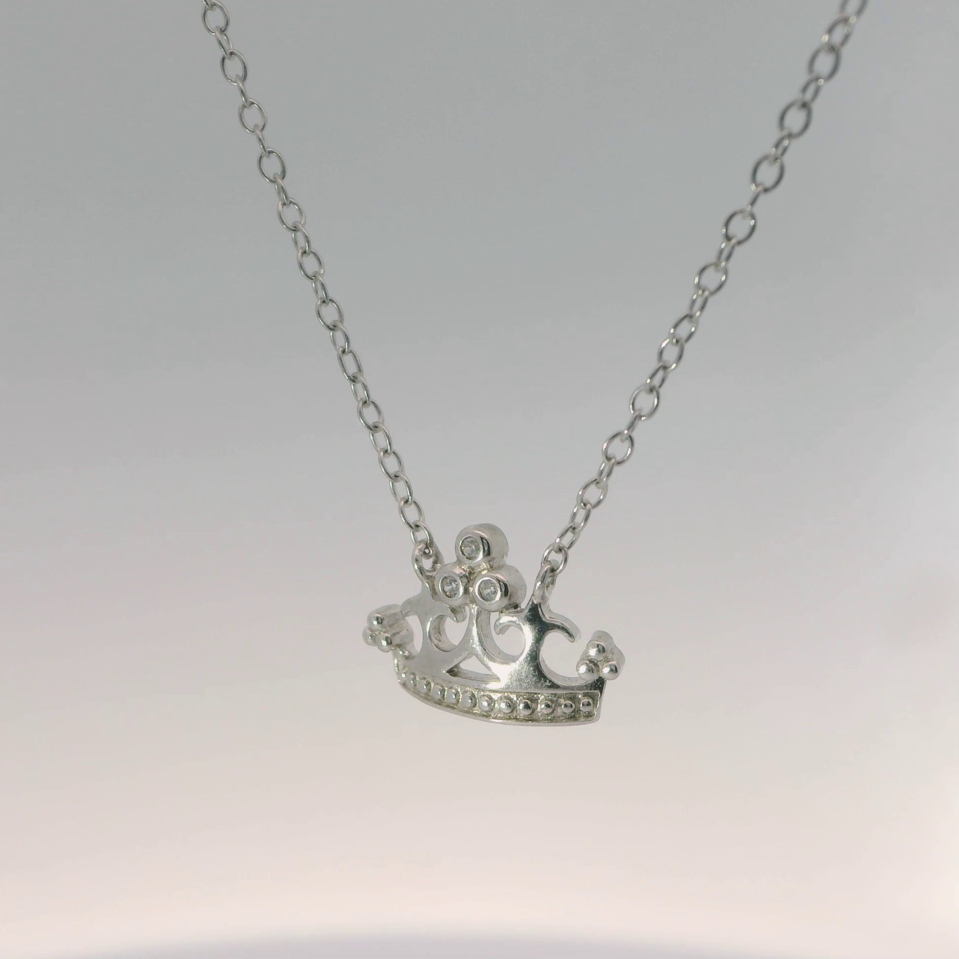 Sterling Silver Crown Necklace