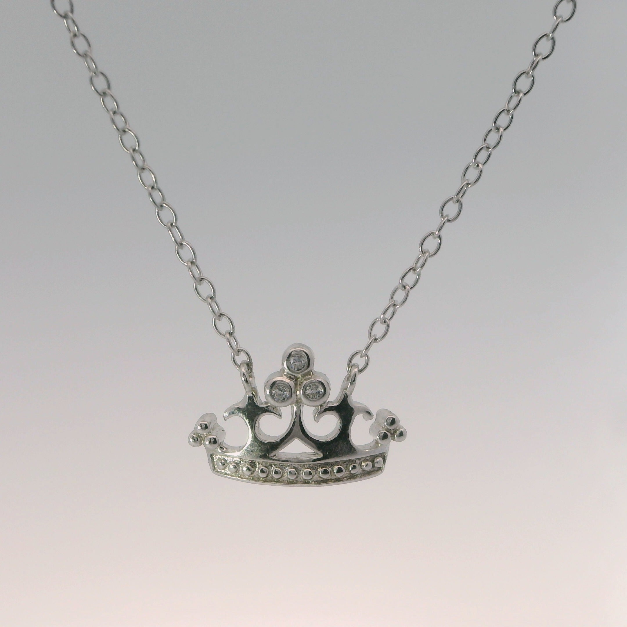 Sterling Silver Crown Necklace