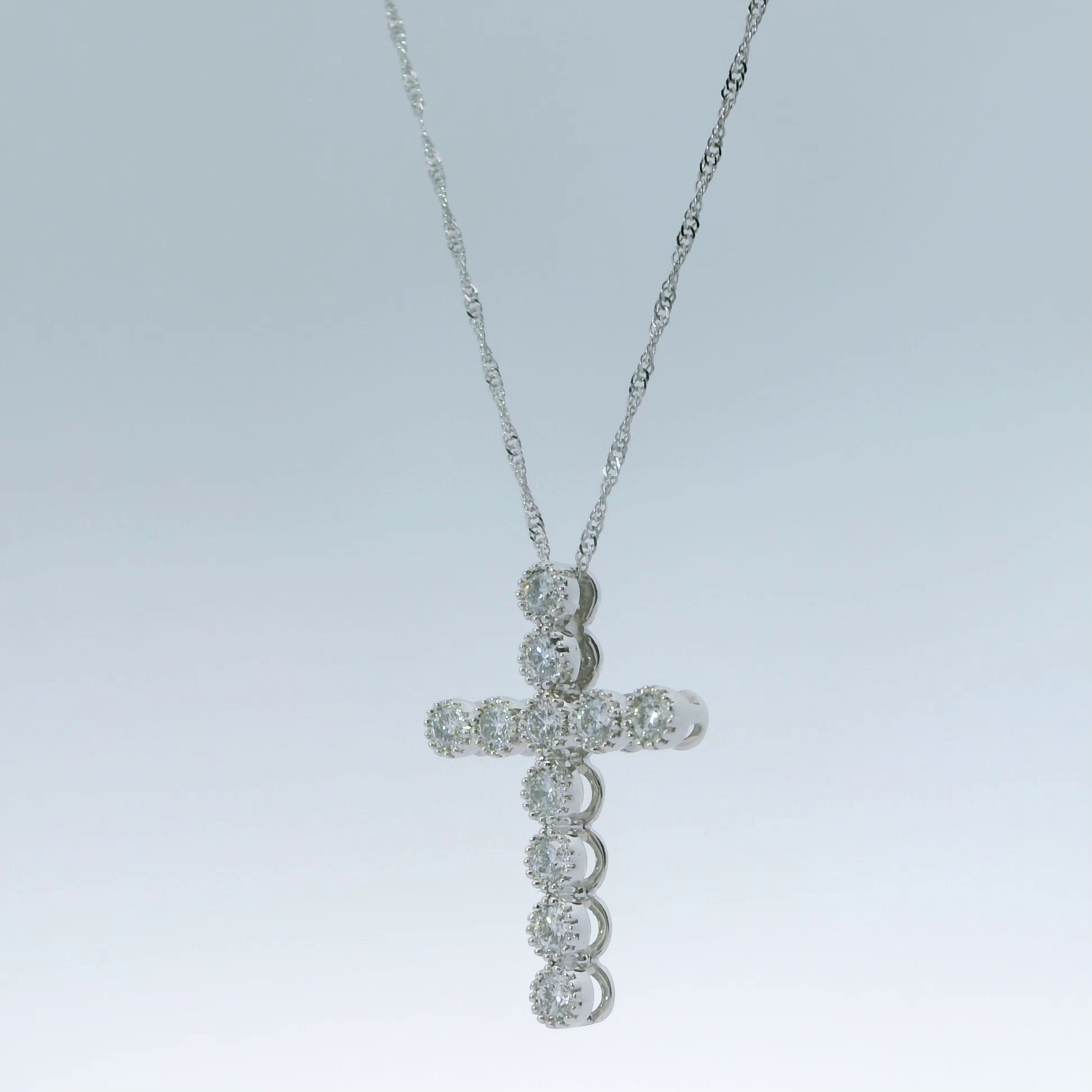 14K Round Dia Cross Necklace