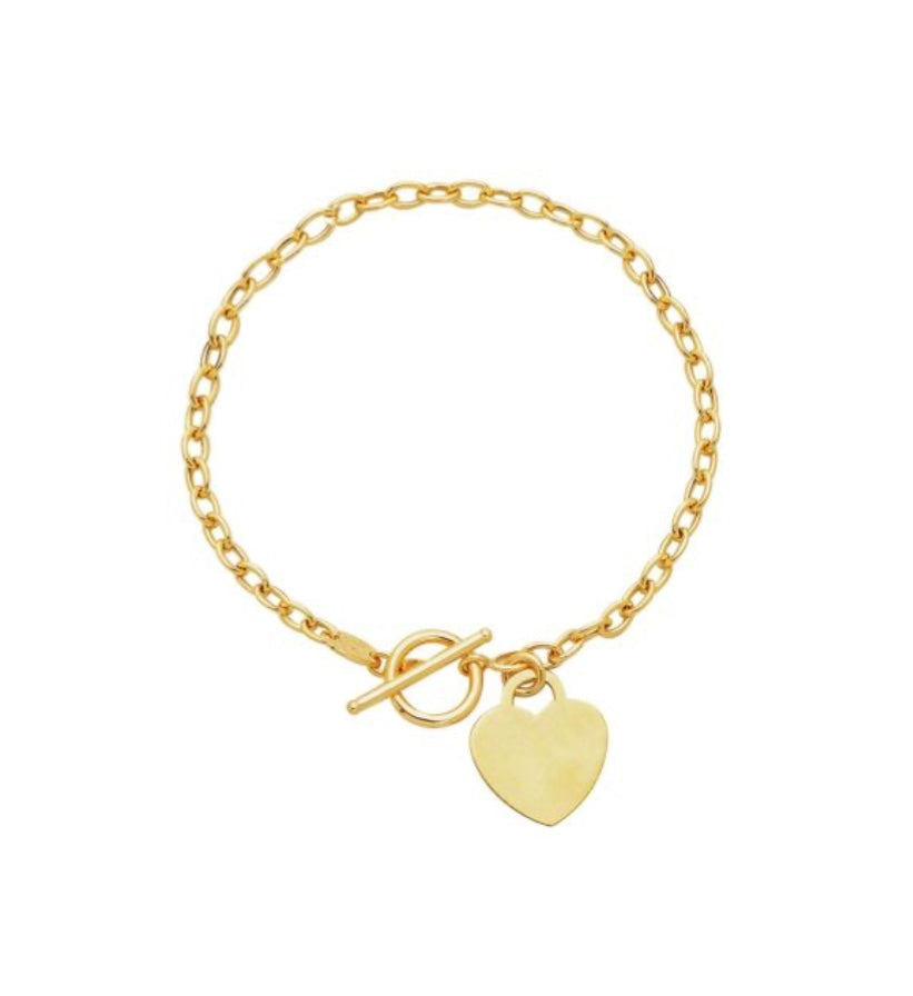 14K Heart Charm Bracelet