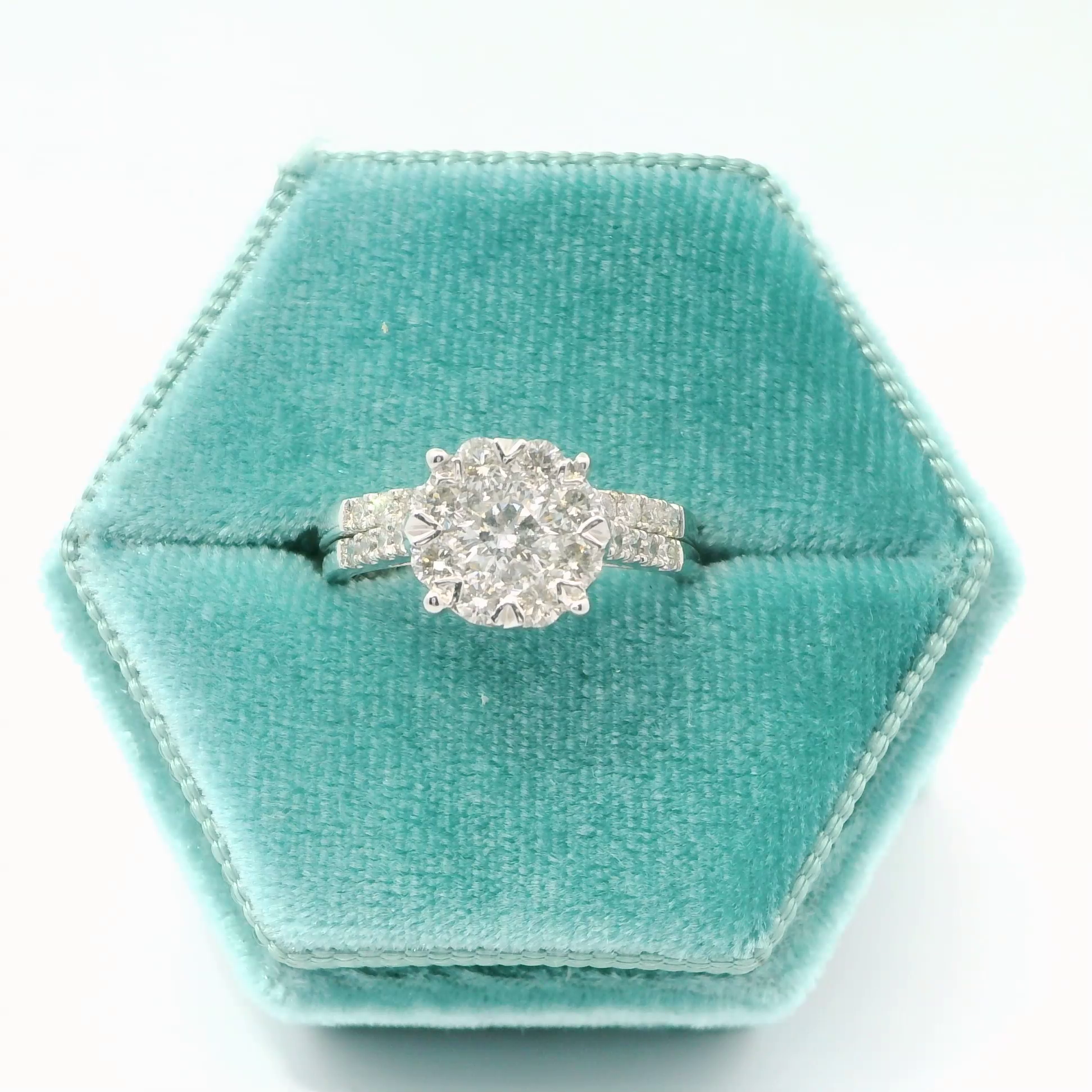 14K 1.30CTW Round Cluster Engagement Set