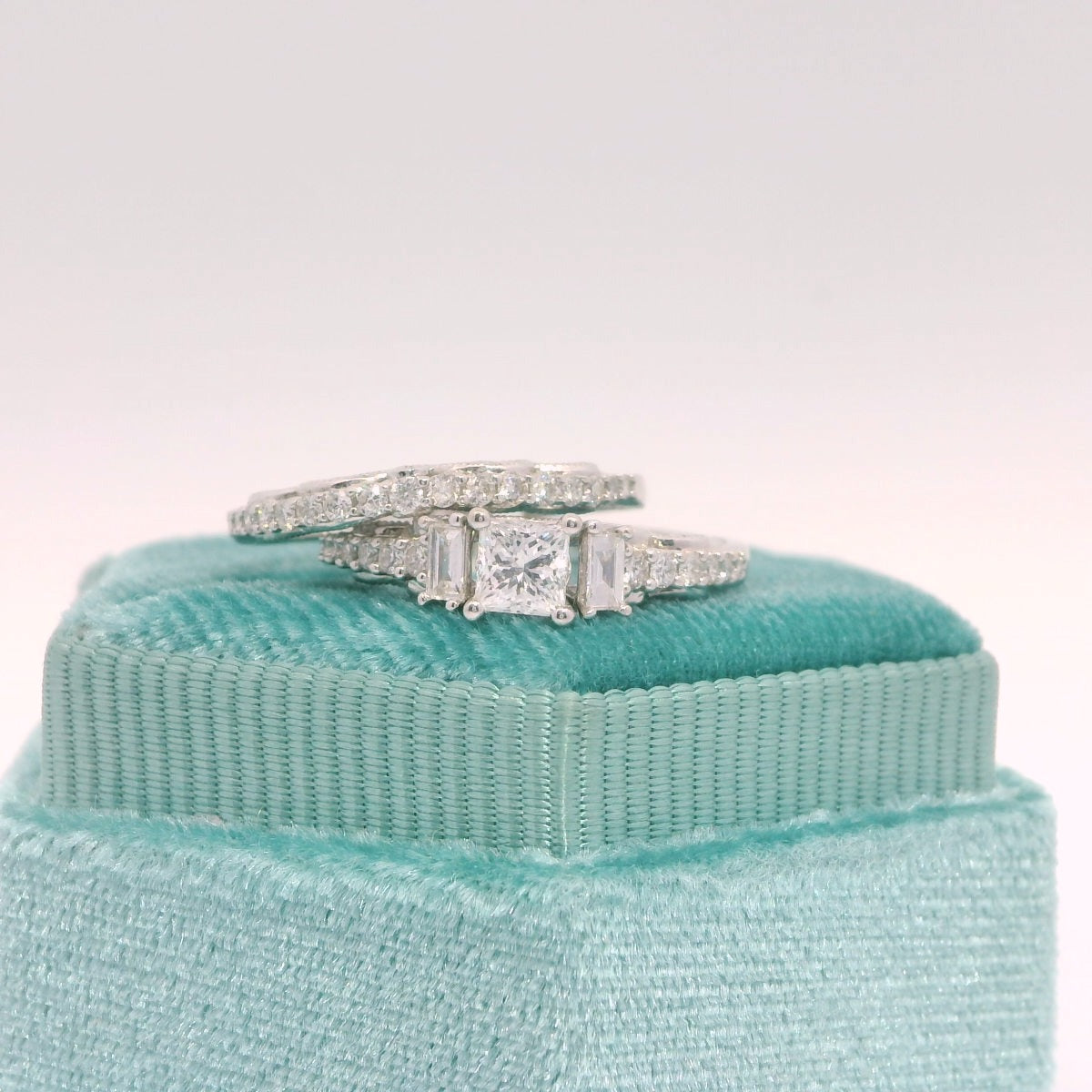 14K Princess Cut Filigree Engagement Set