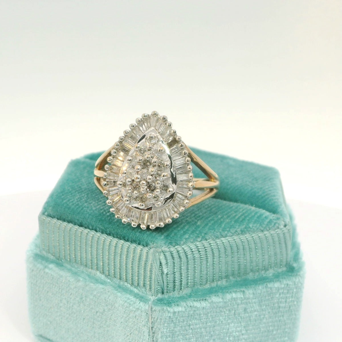 10K Cluster Teardrop Diamond Ring