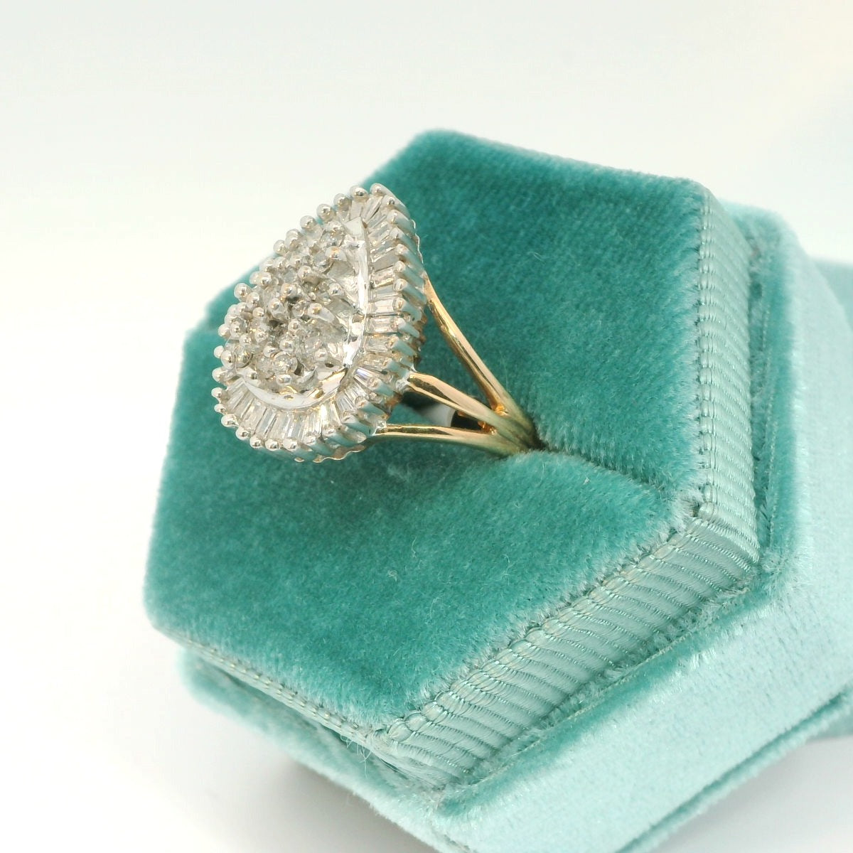 10K Cluster Teardrop Diamond Ring