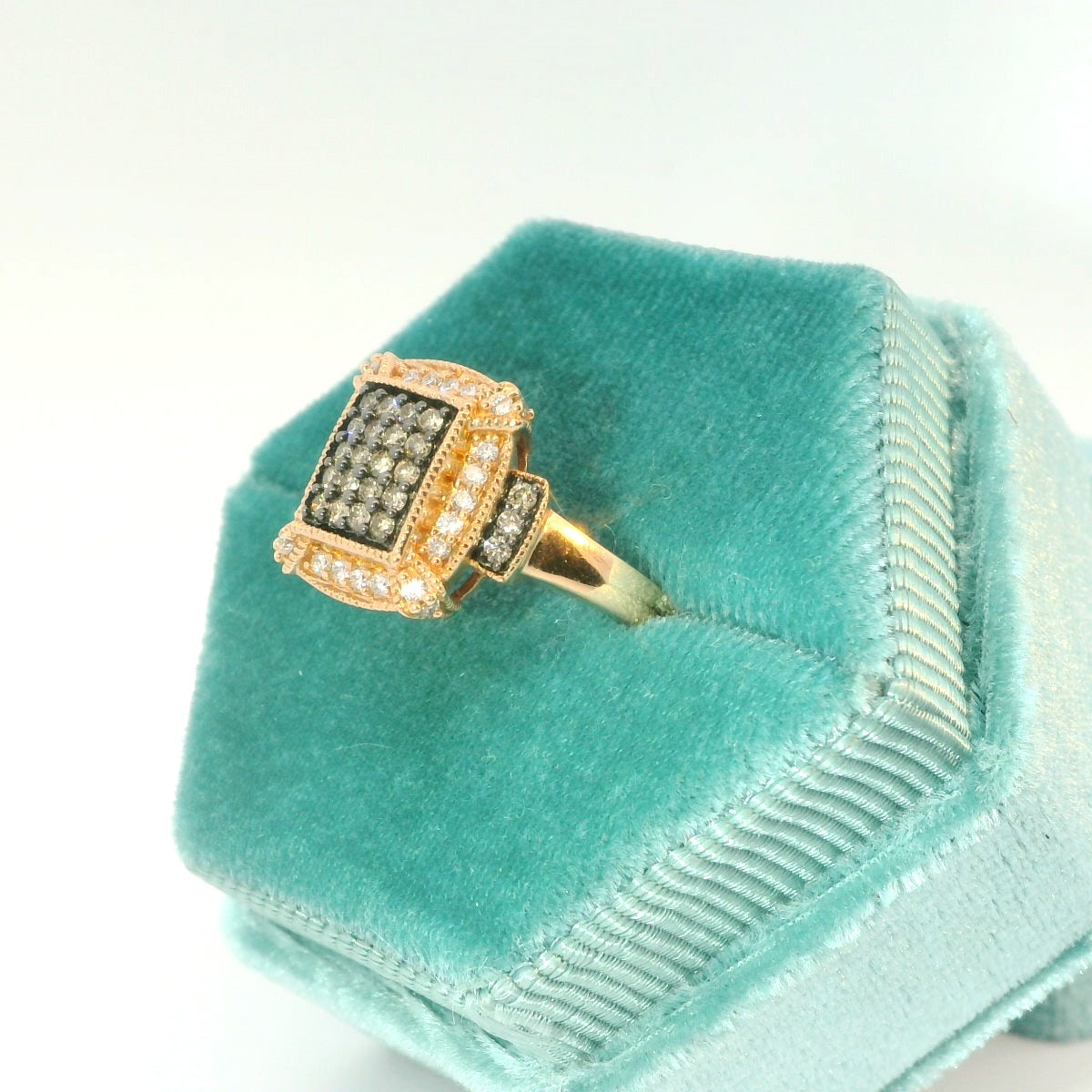 14K Antique Rose Gold Cluster Diamond Ring