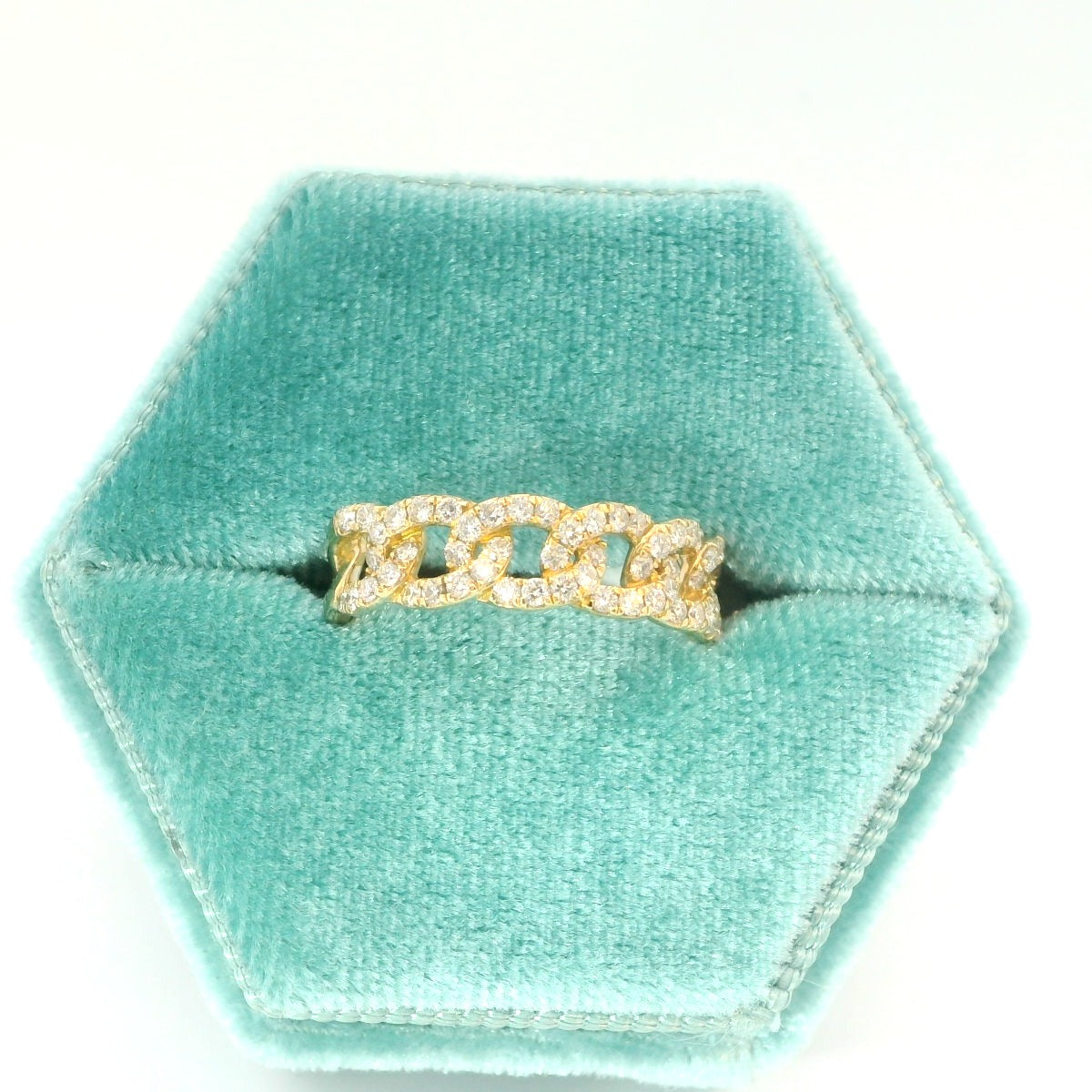 14K Chain Link Diamond Ring