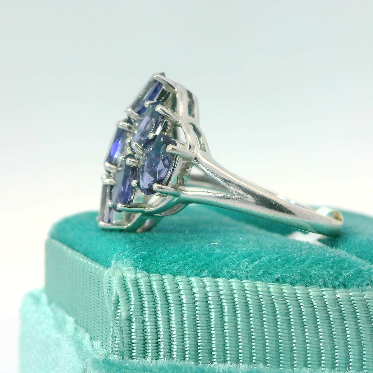 10K Iolite Cluster Vintage Ring