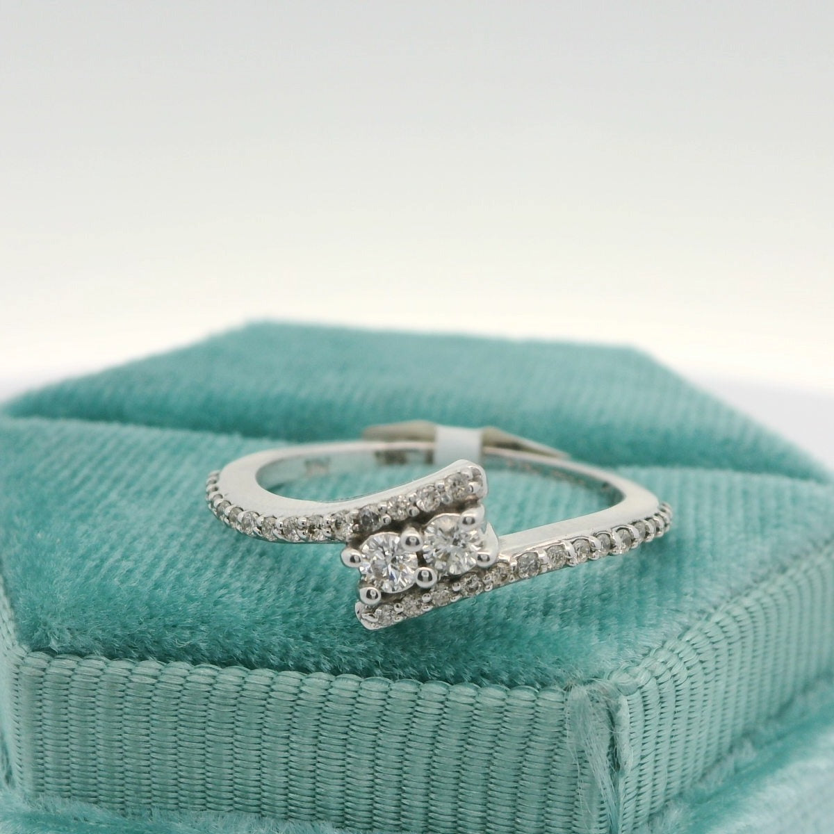 14K 2 Stone Half Wrap Engagement Ring