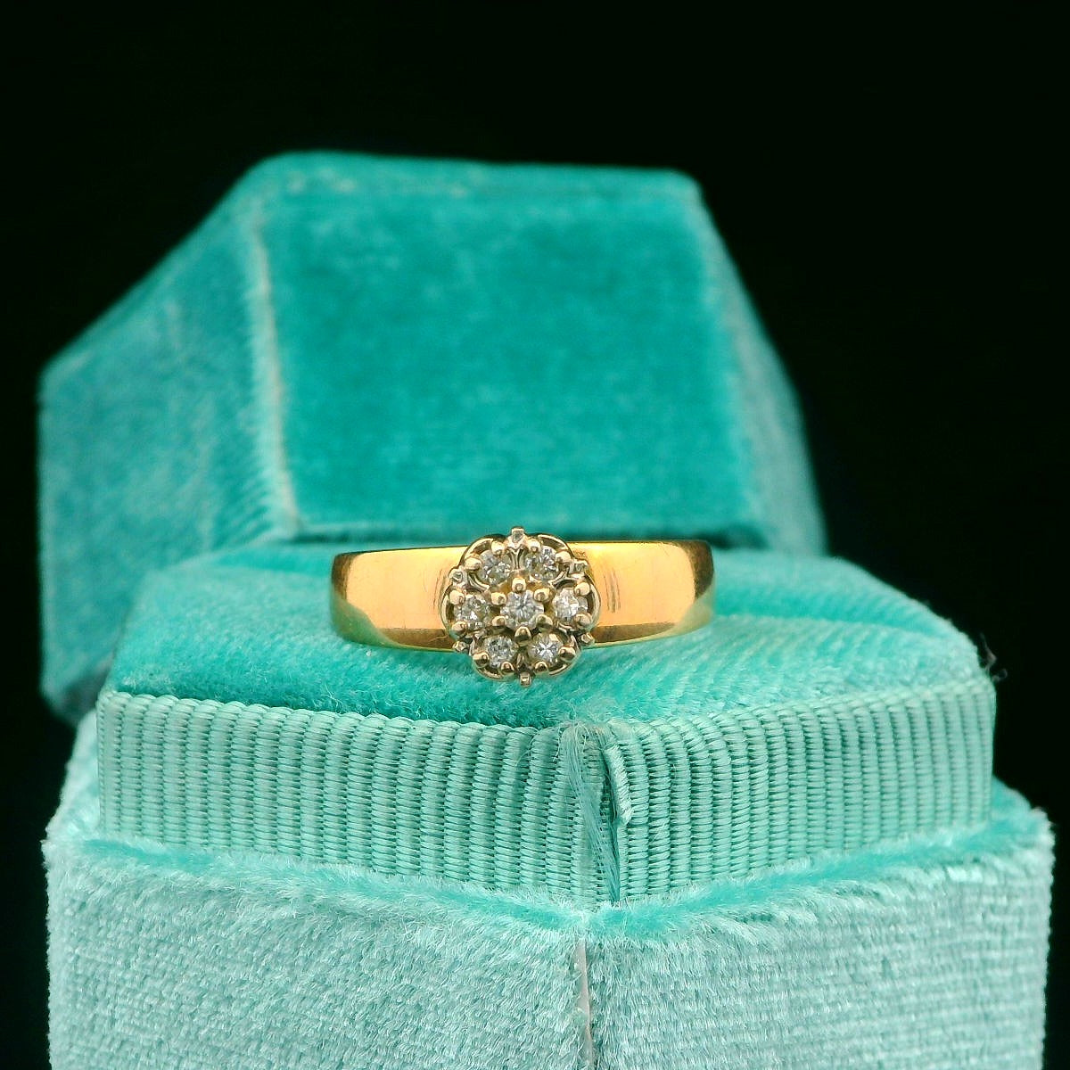 10K Solid Cluster Engagement Ring