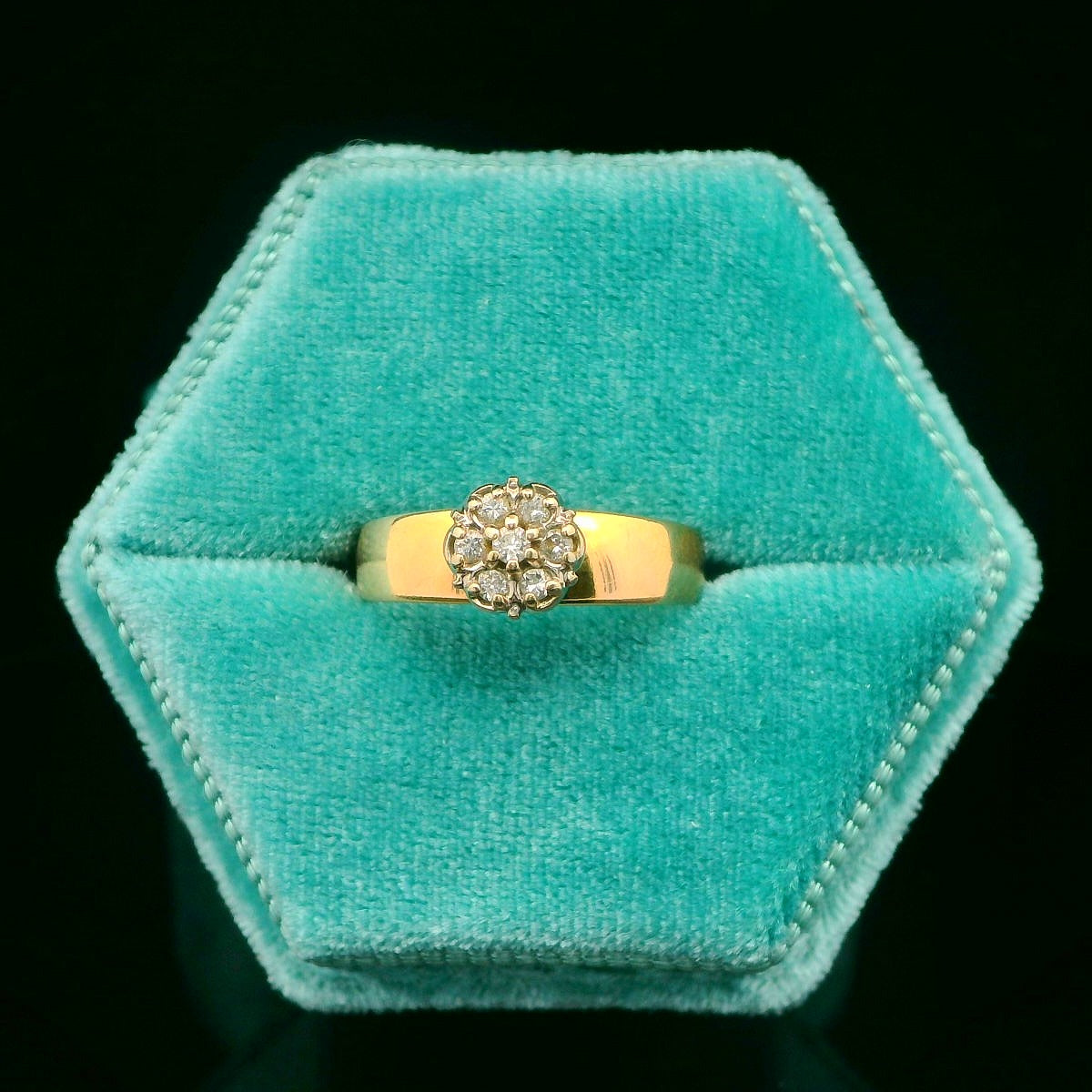 10K Solid Cluster Engagement Ring