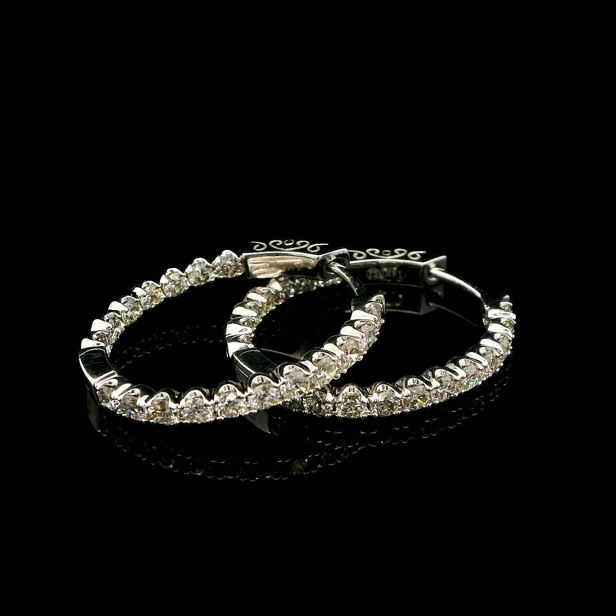 14K Diamond Hoop Earrings