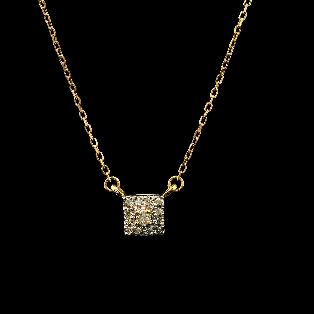 10K Square Pendant Necklace