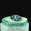 14K Blue Topaz Emerald Ring