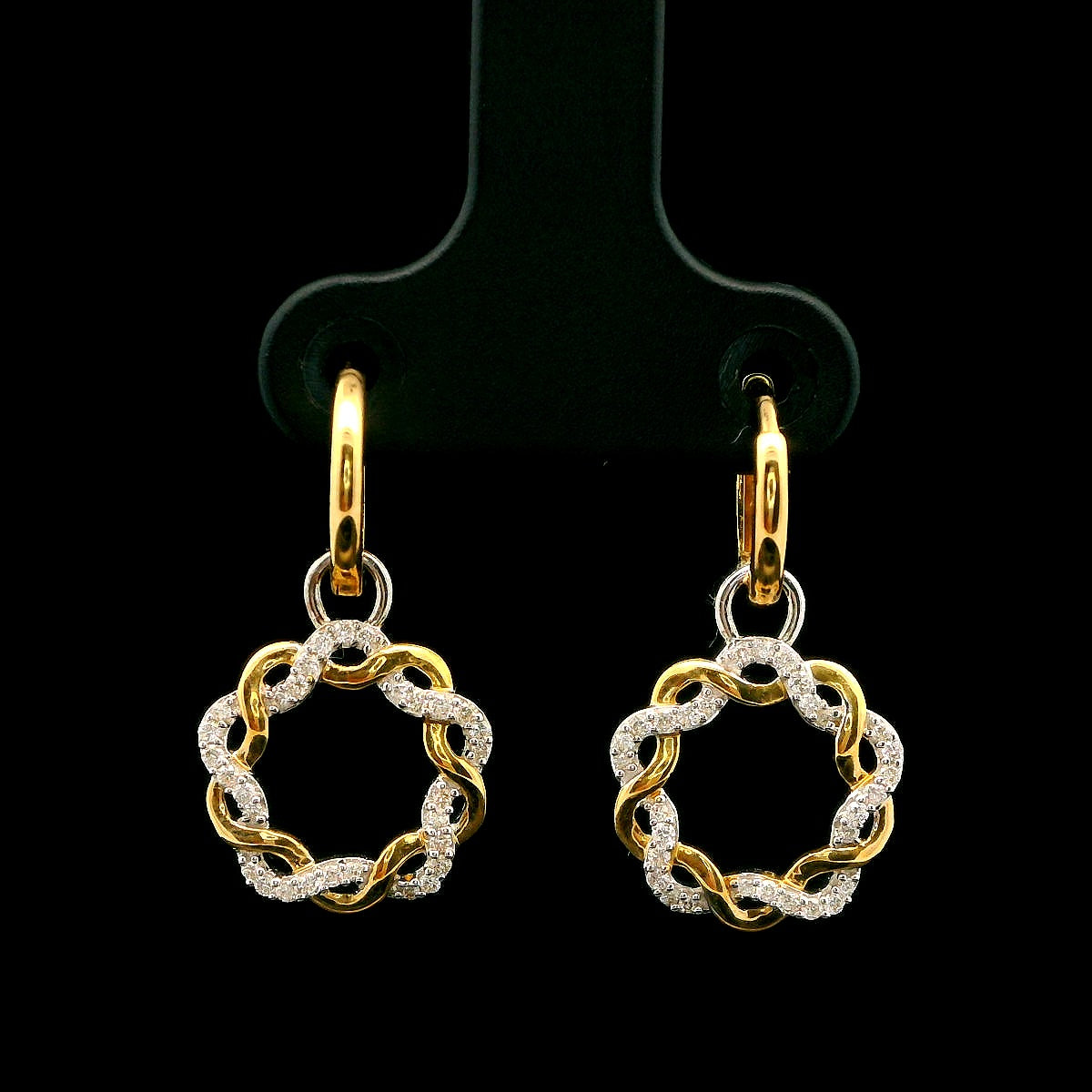 14K Twisted Dia Earrings