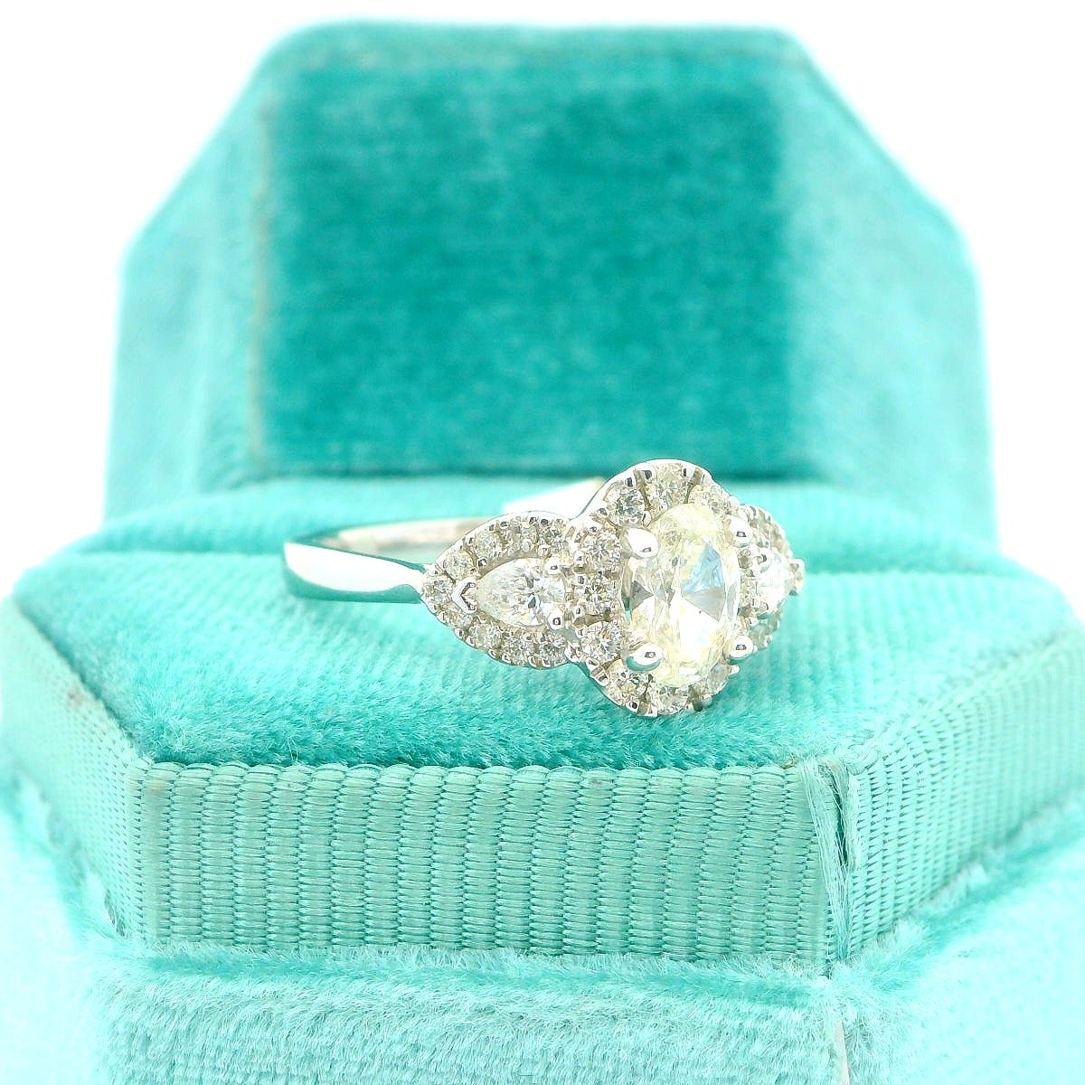 14K Oval And Pear Cut Engagement Ring