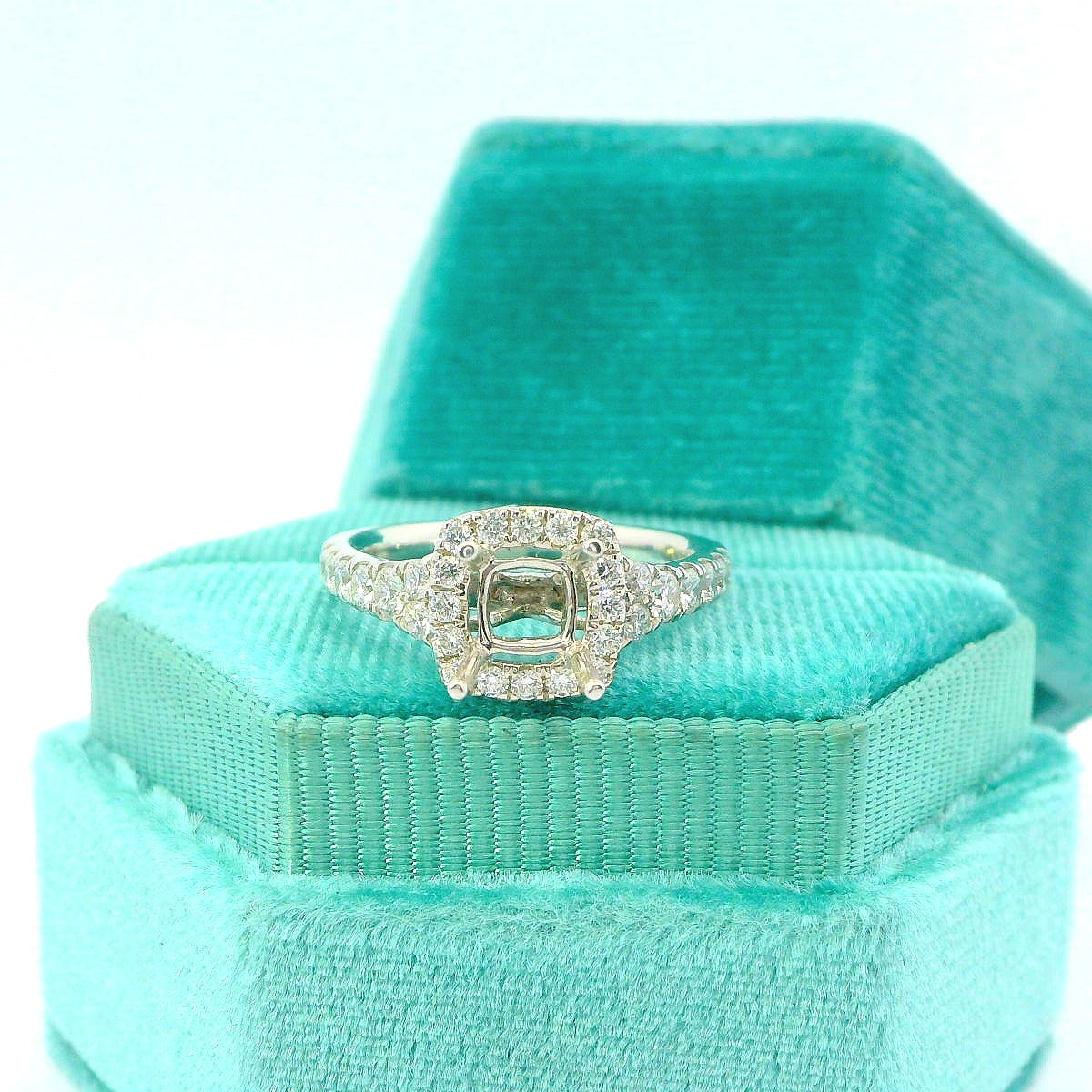 14K White Gold Princess Cut Setting