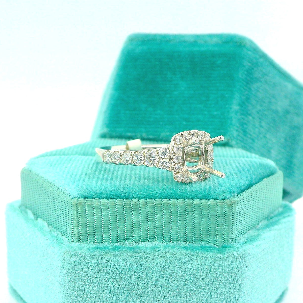 14K White Gold Princess Cut Setting