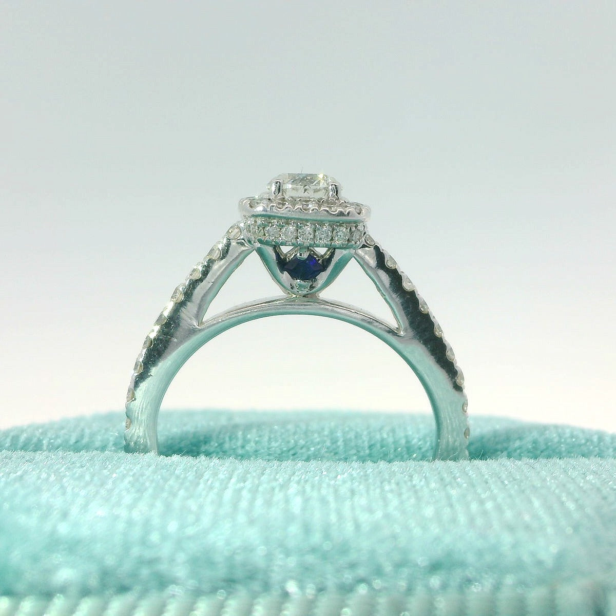 14K Cushion Halo Engagement Ring