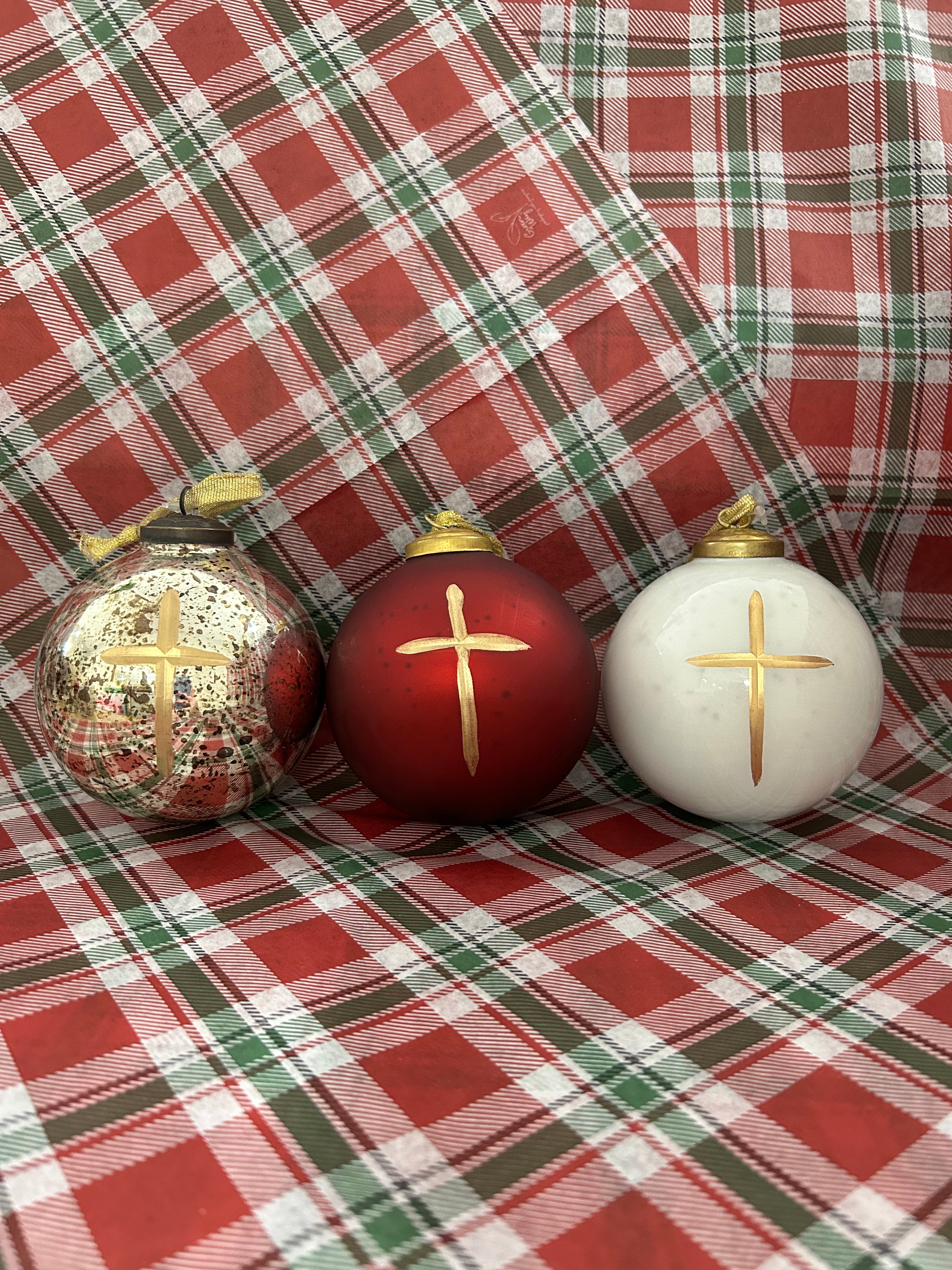 Glass Ball Ornament Red/Gold