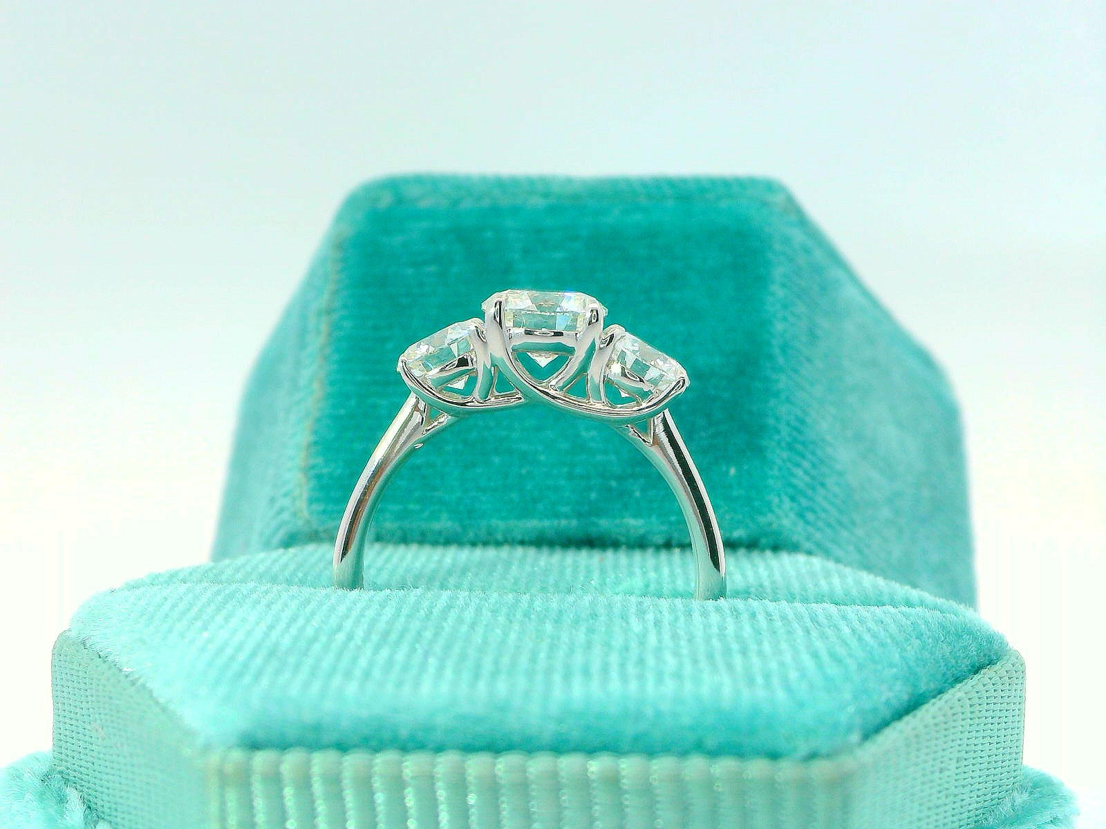 14K Three Stone Round Cut Engagement Ring