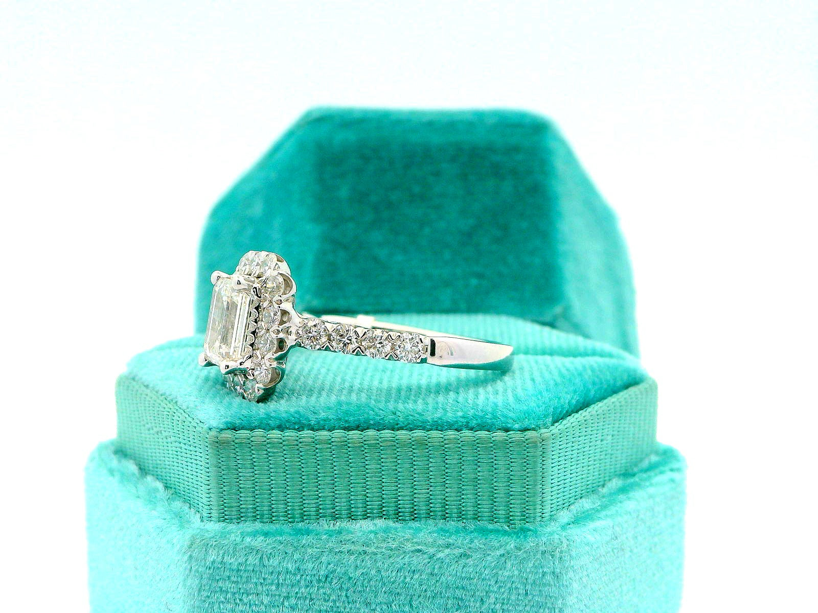 14K Elegant Designed Emerald Cut Engagement Ring