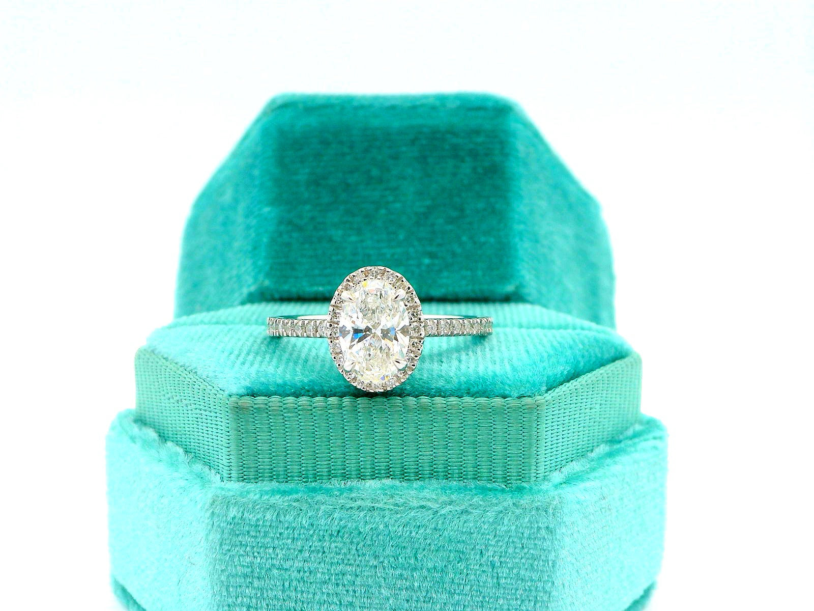 14K Oval Halo Engagement Ring