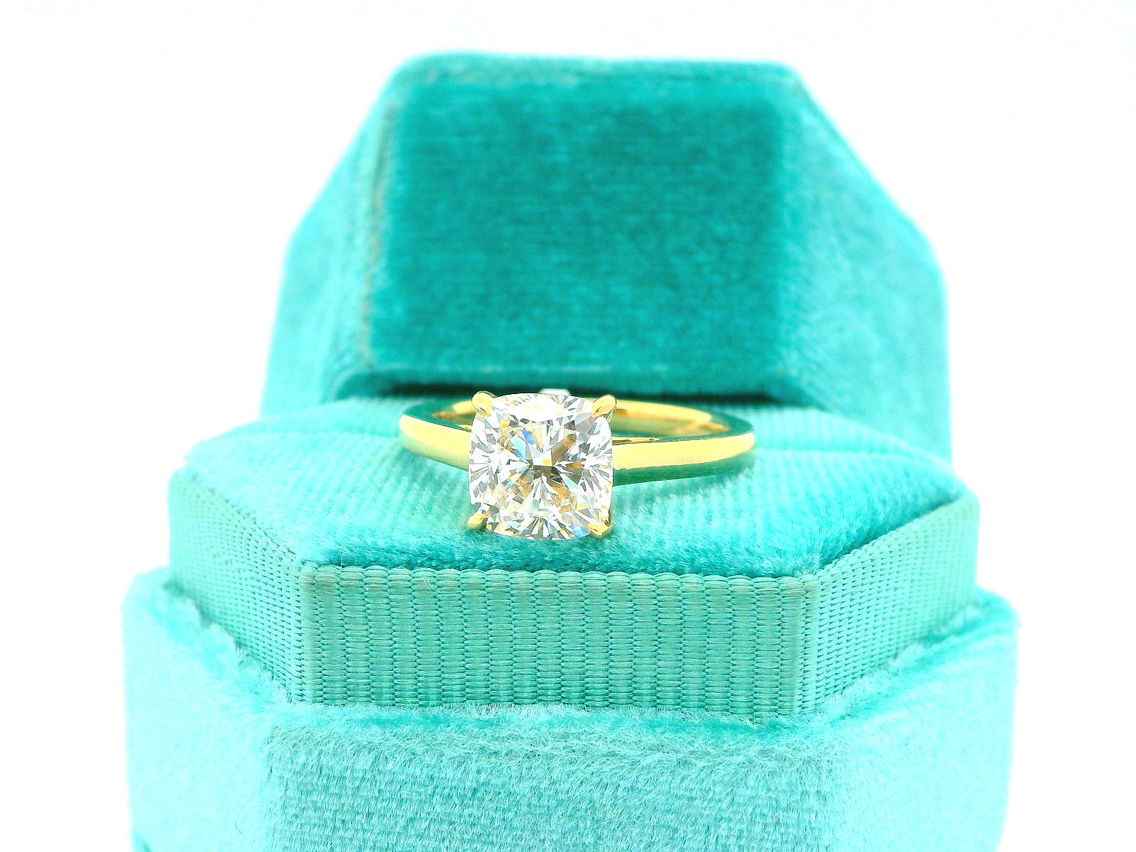 14K Solitaire Cushion Cut Engagement Ring