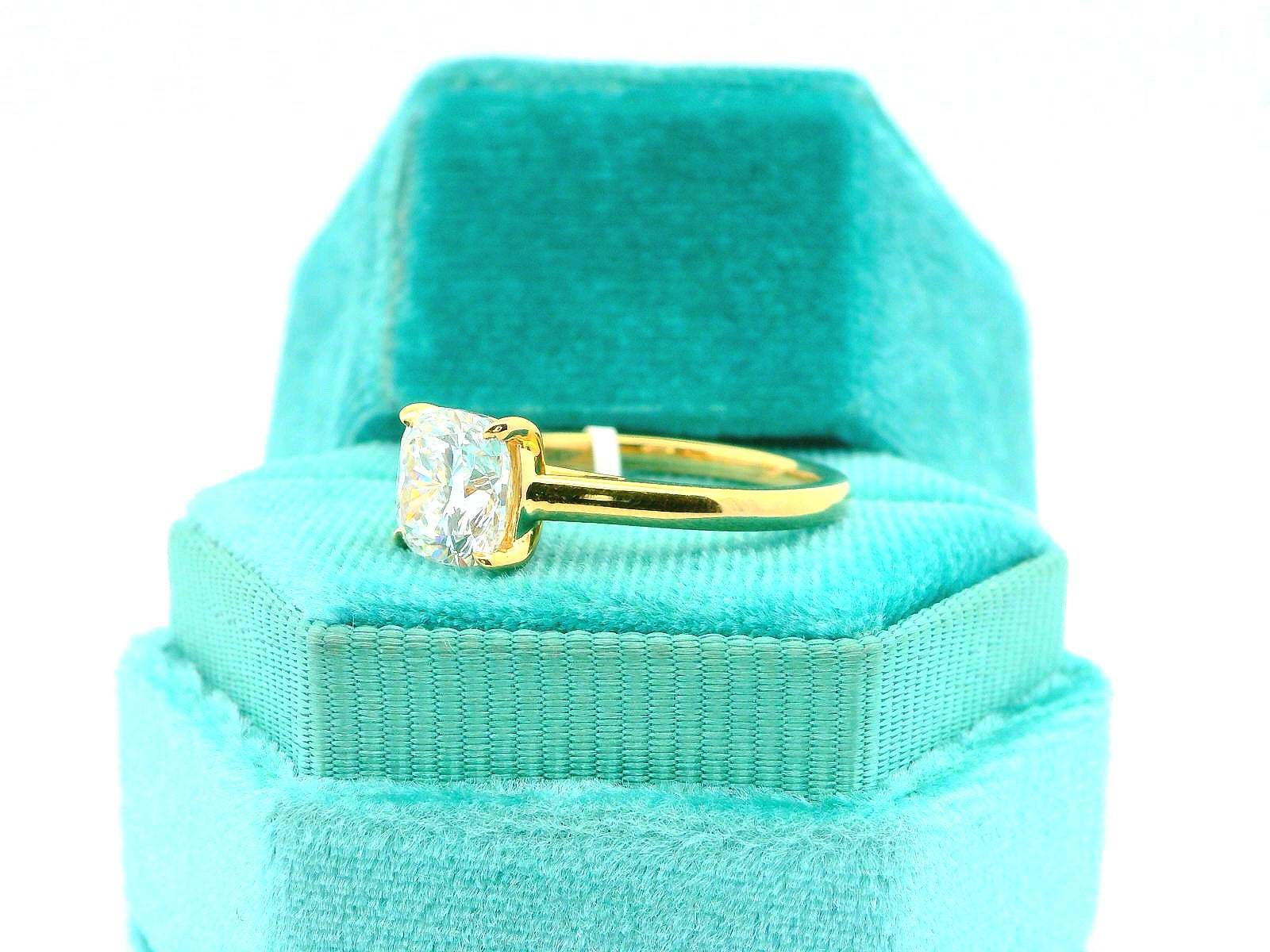 14K Solitaire Cushion Cut Engagement Ring