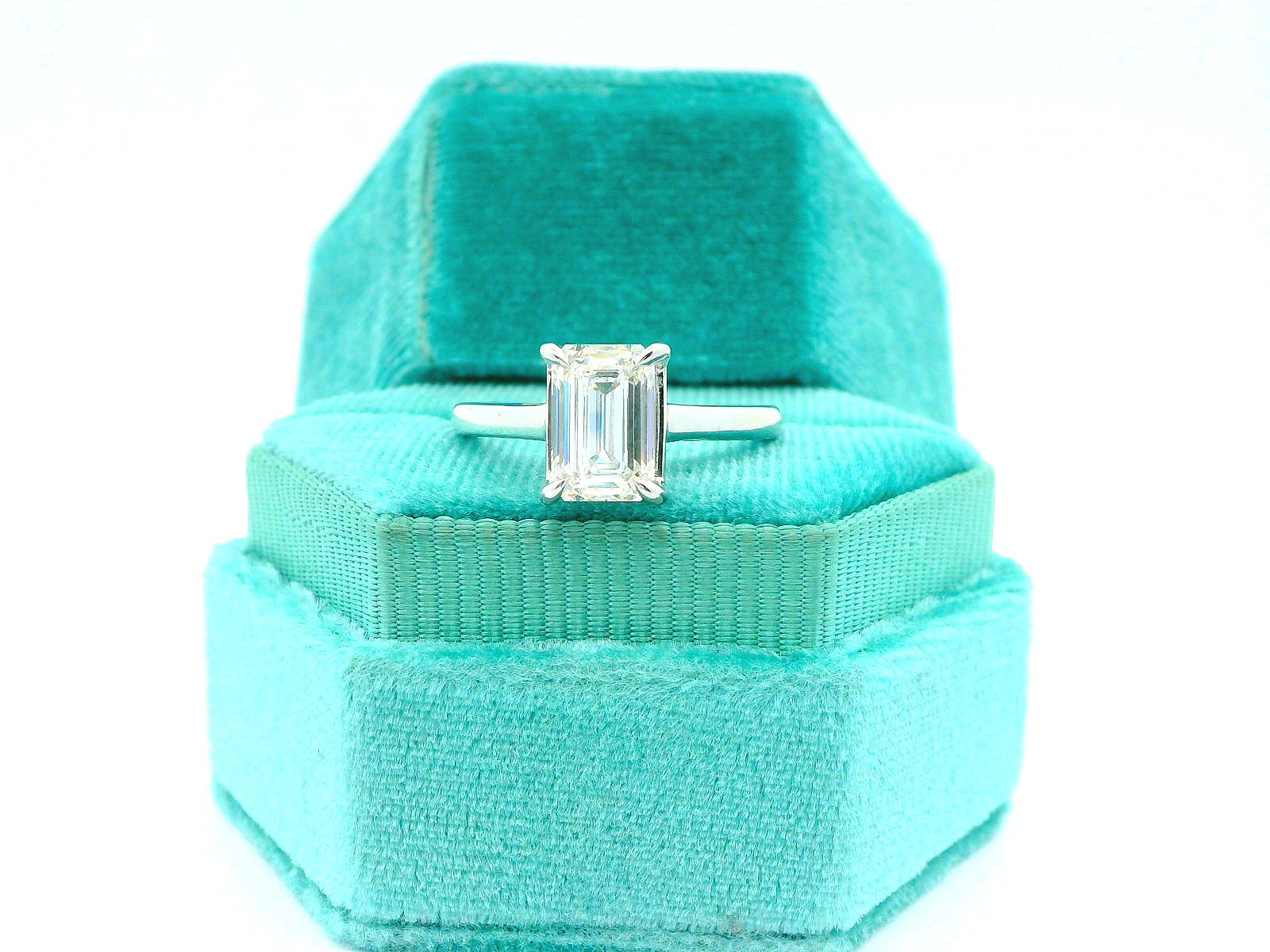 14K Solitaire Emerald Cut Engagement Ring