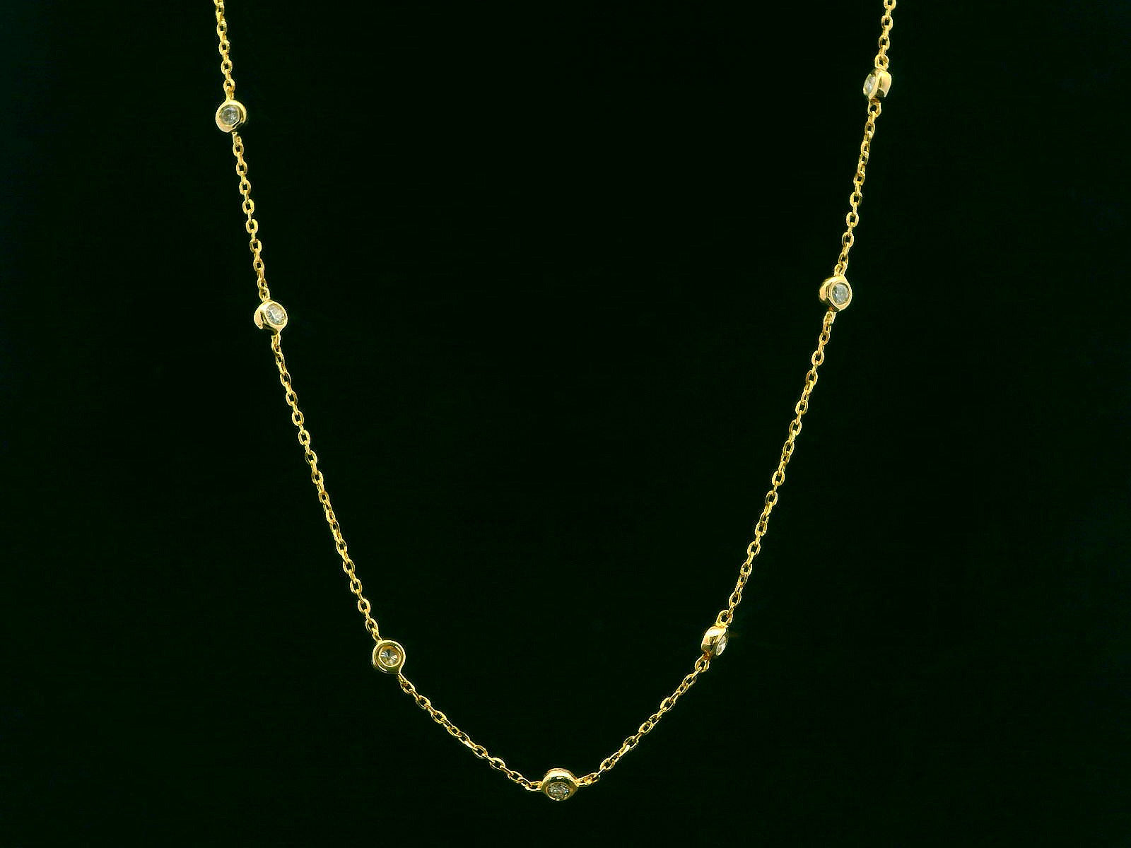 14K Yellow Gold Diamond By The Yard Bezel Chain