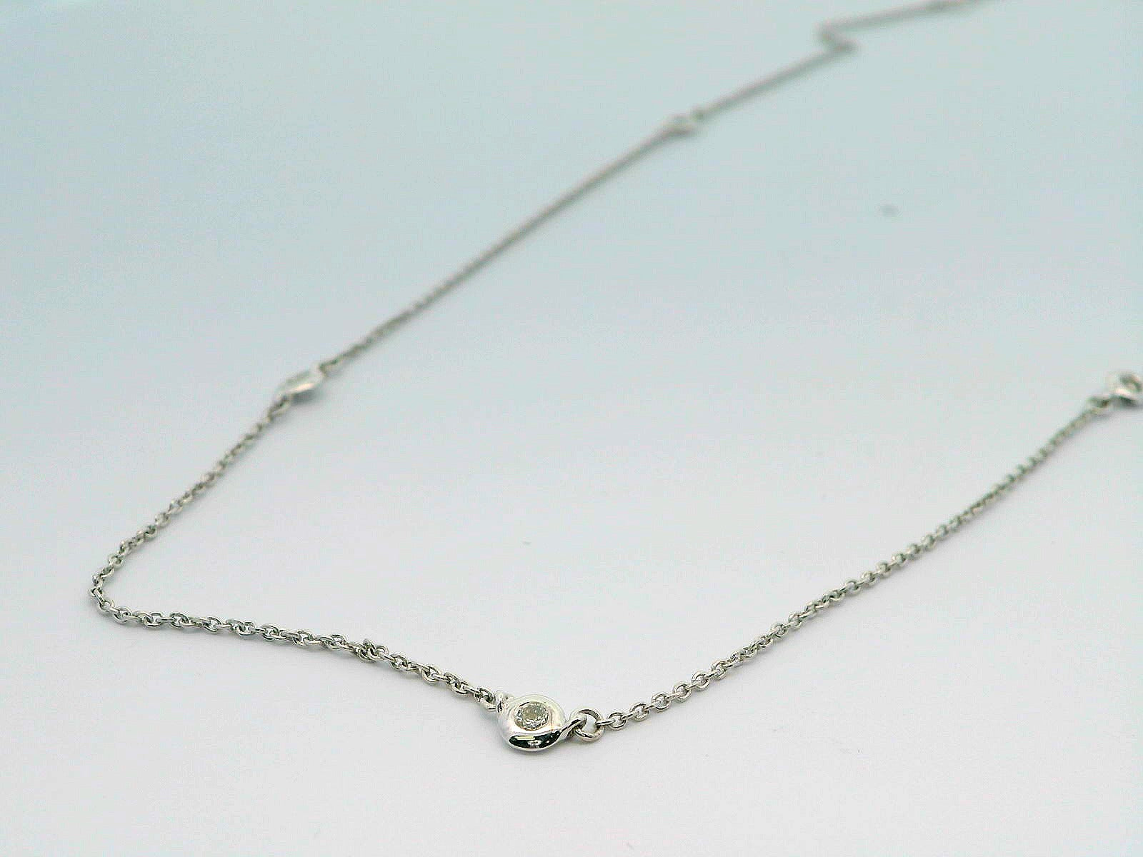 14K Beaded Diamond Bezel Necklace