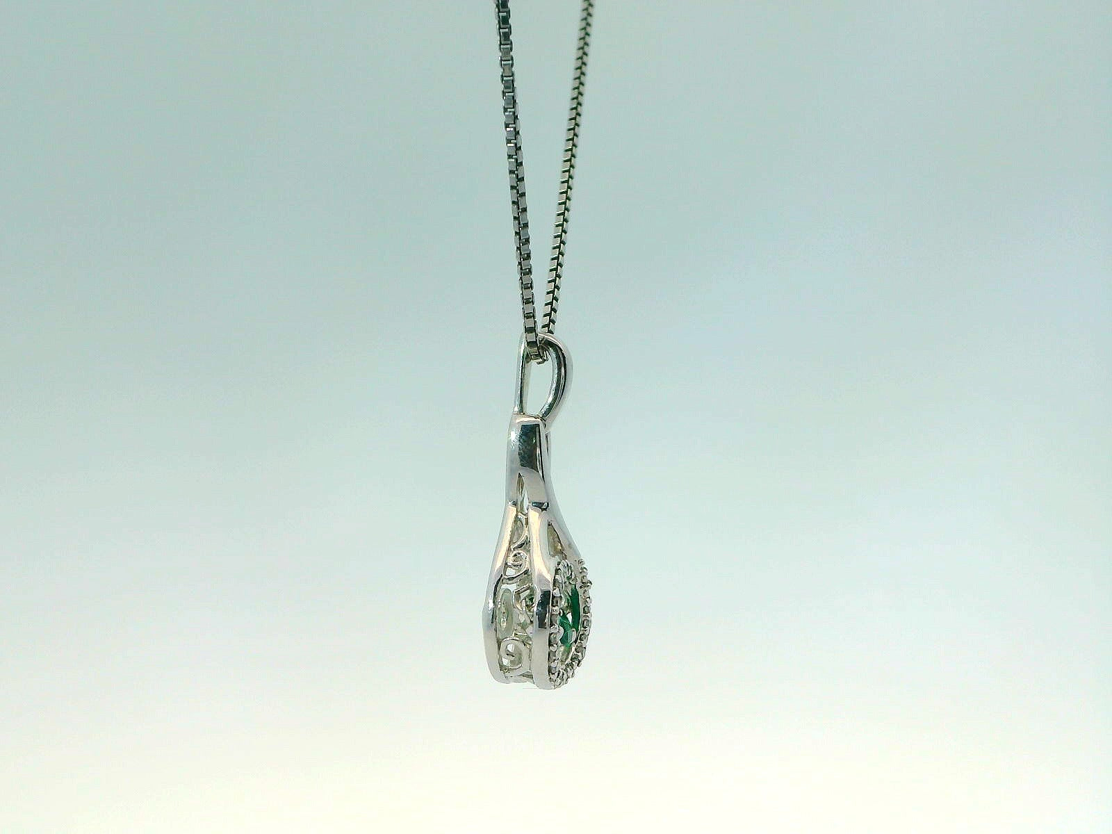 Sterling Silver Twisted Emerald Necklace