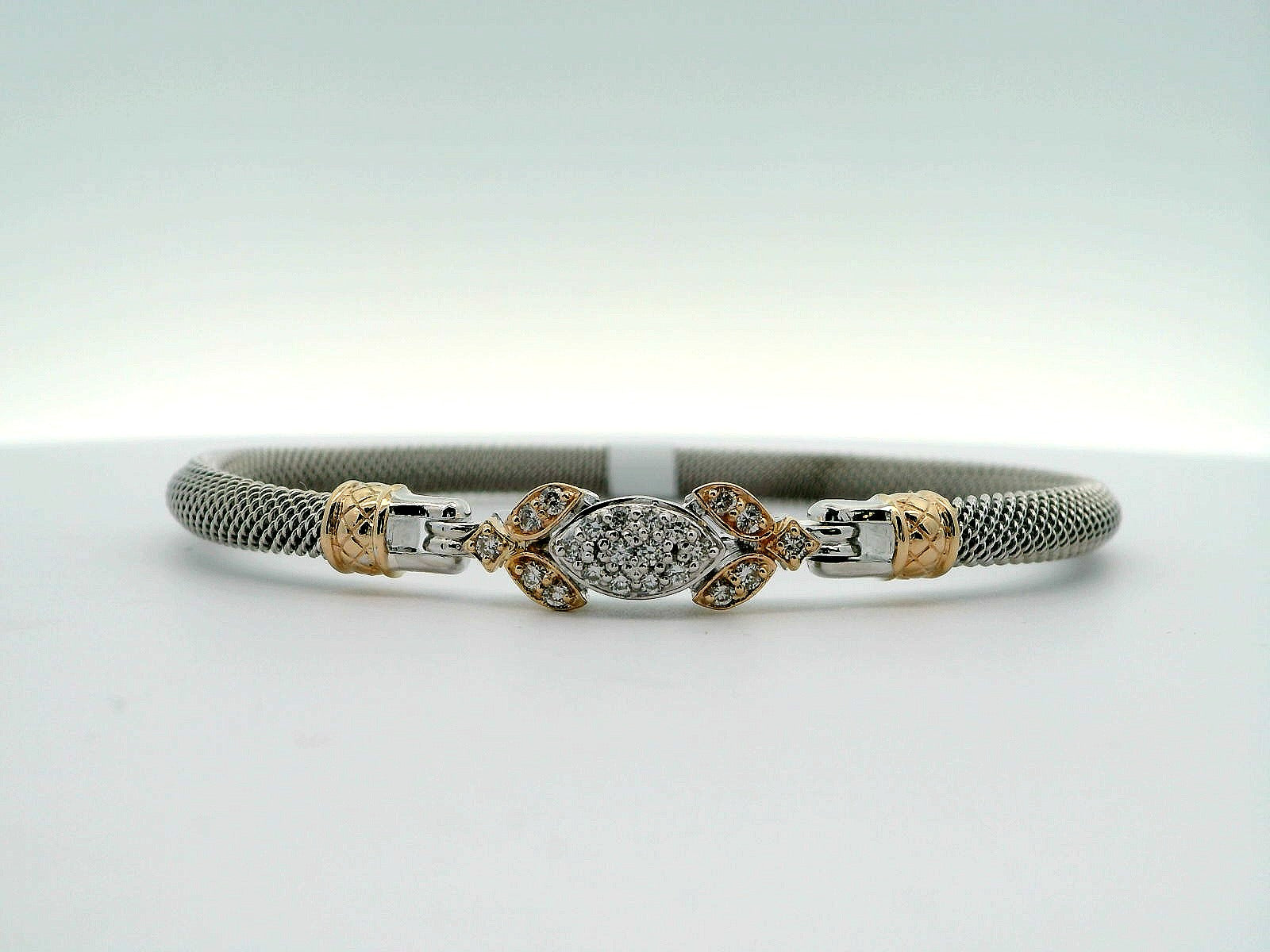14KG Lab Created Diamond Milanese Mesh Marchesa Bangle Bracelet