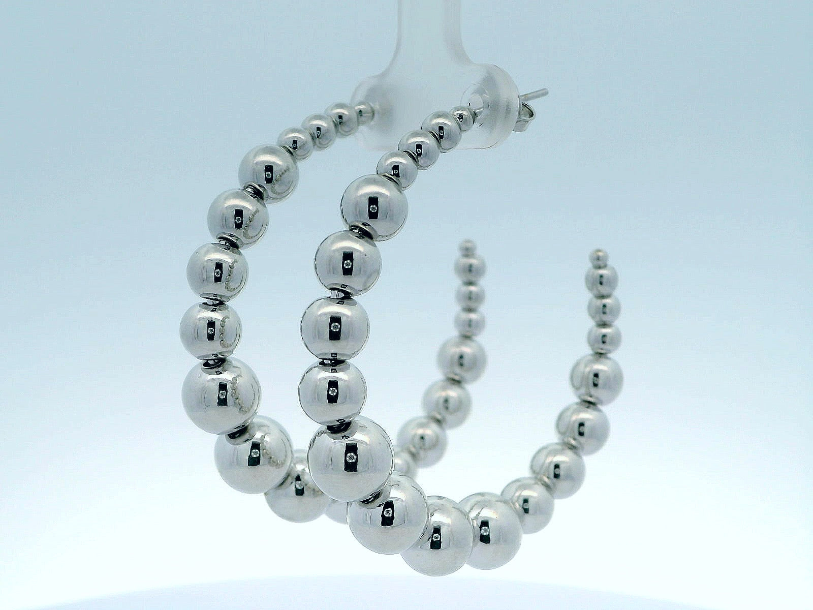 Silver Beaded Hoops