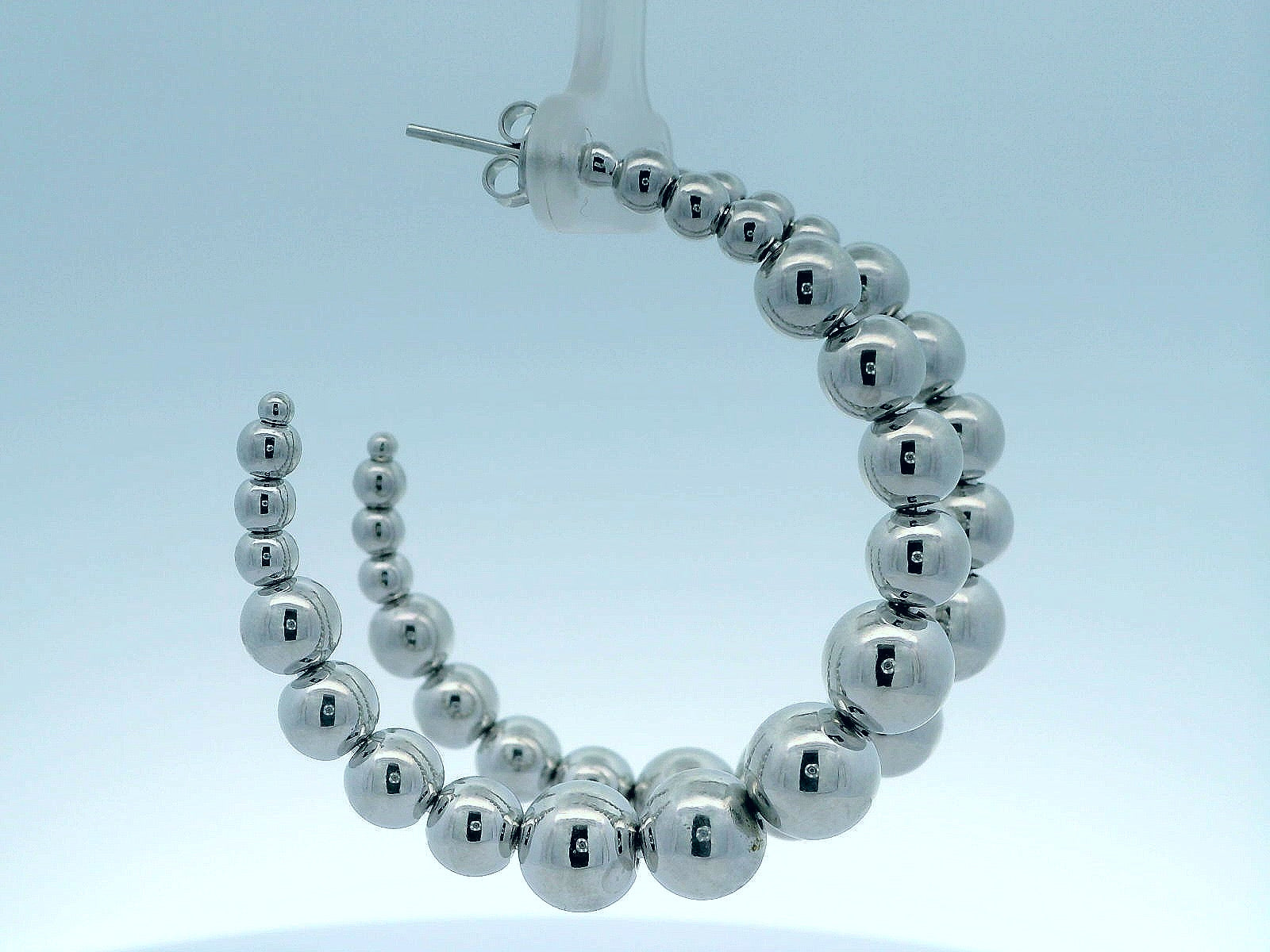 Silver Beaded Hoops