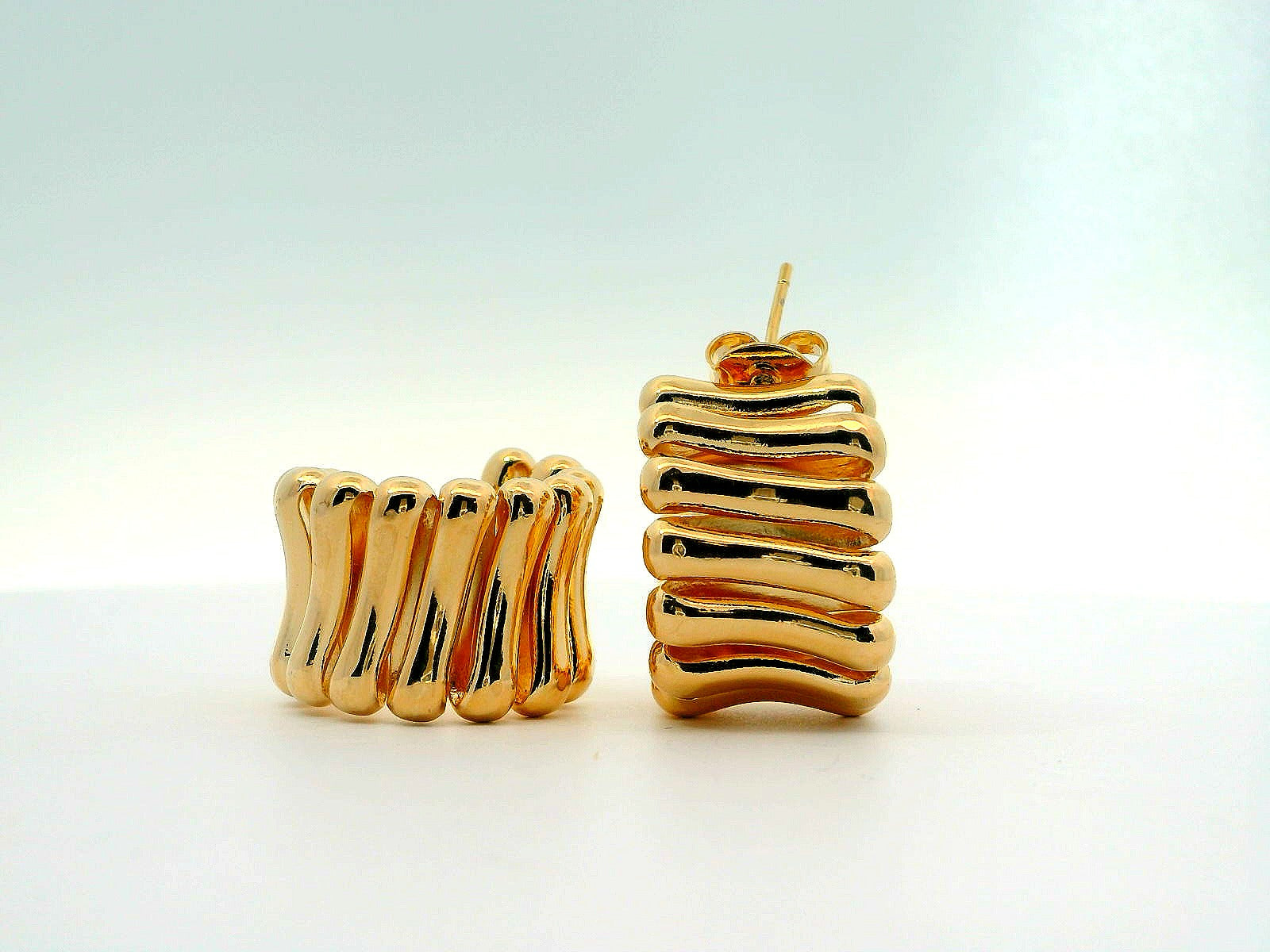 Gold Filled Chunky Gold Wave Hoops