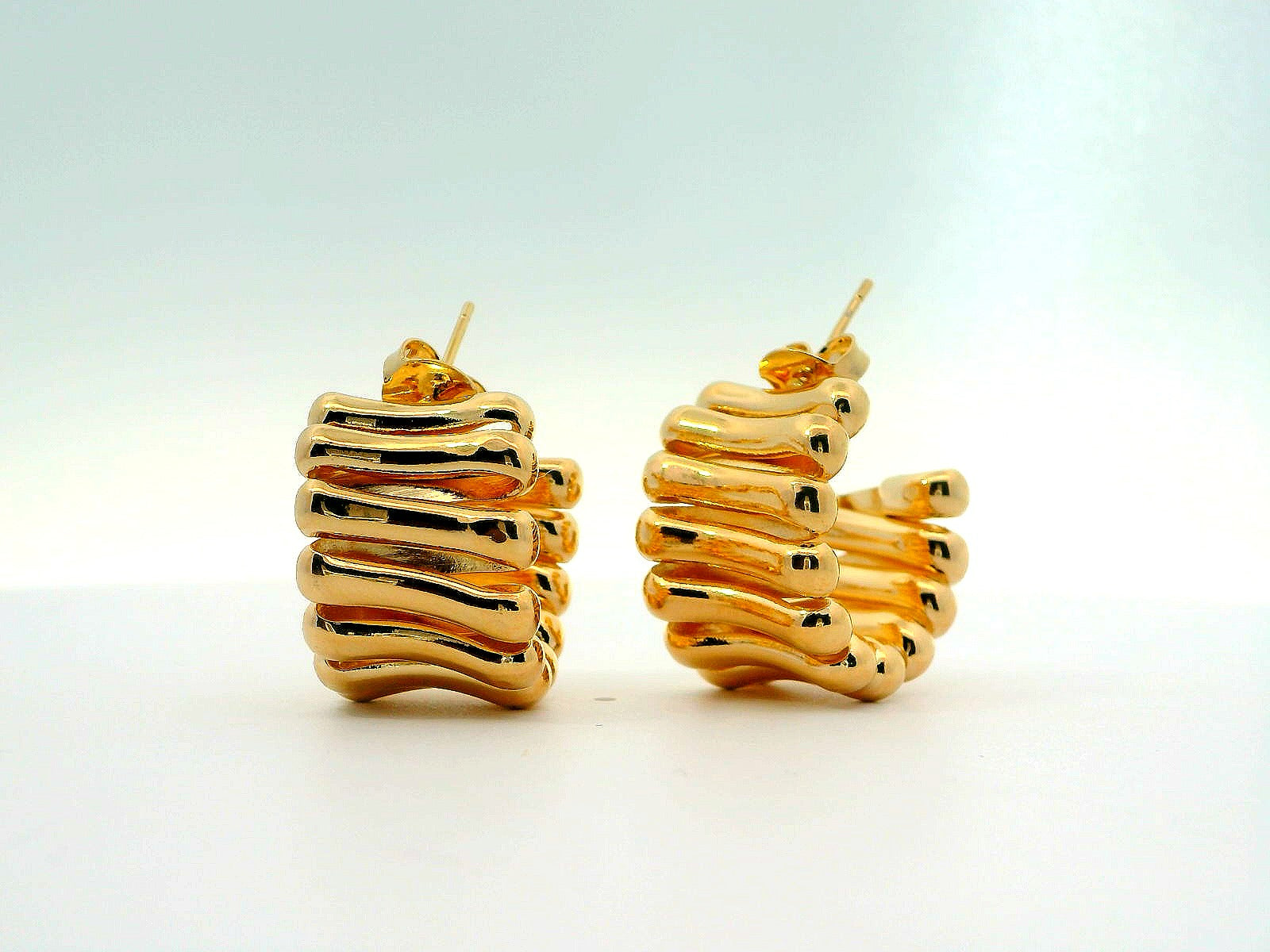 Gold Filled Chunky Gold Wave Hoops