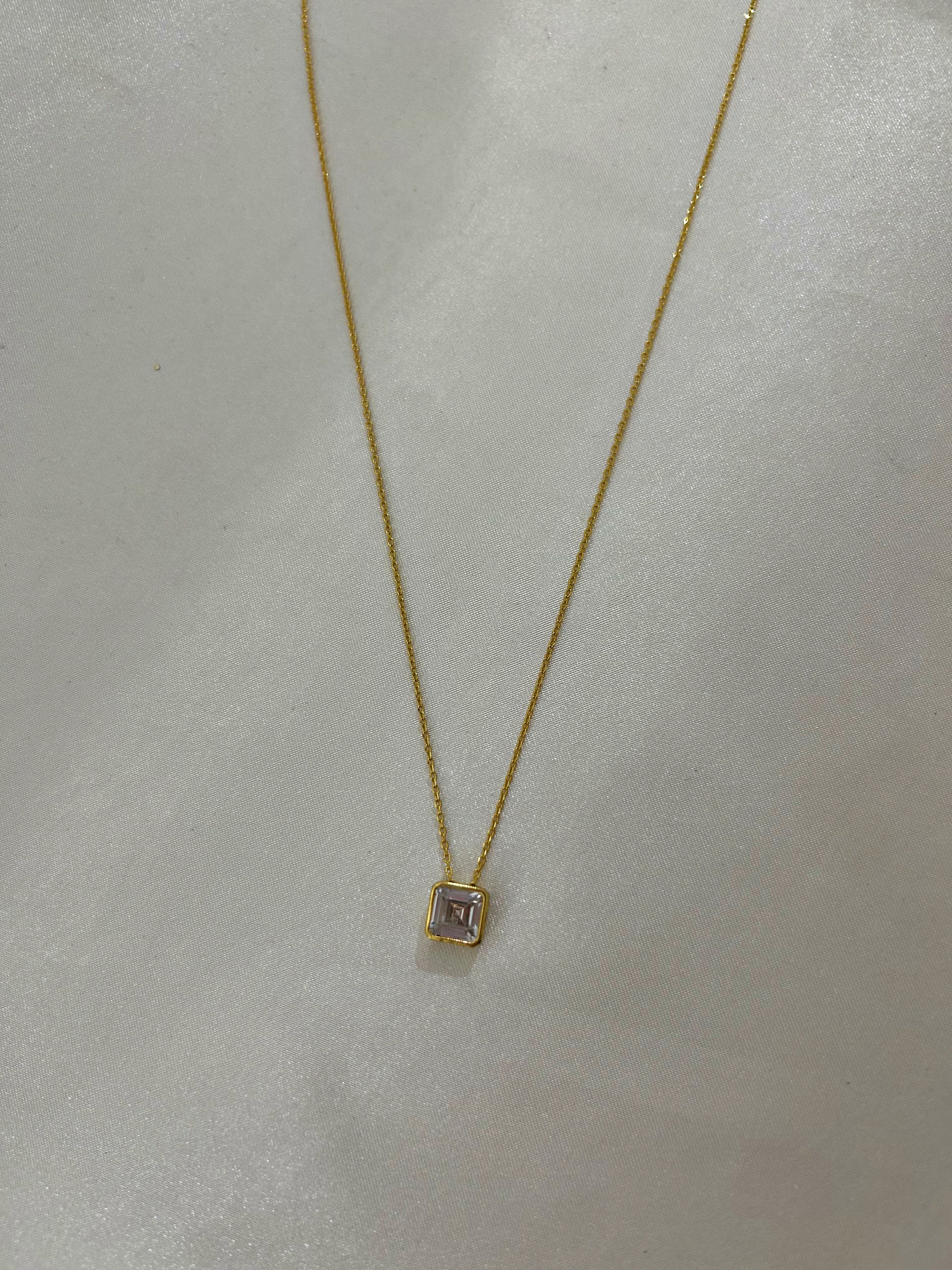 Princess-cut CZ Pendant Necklace