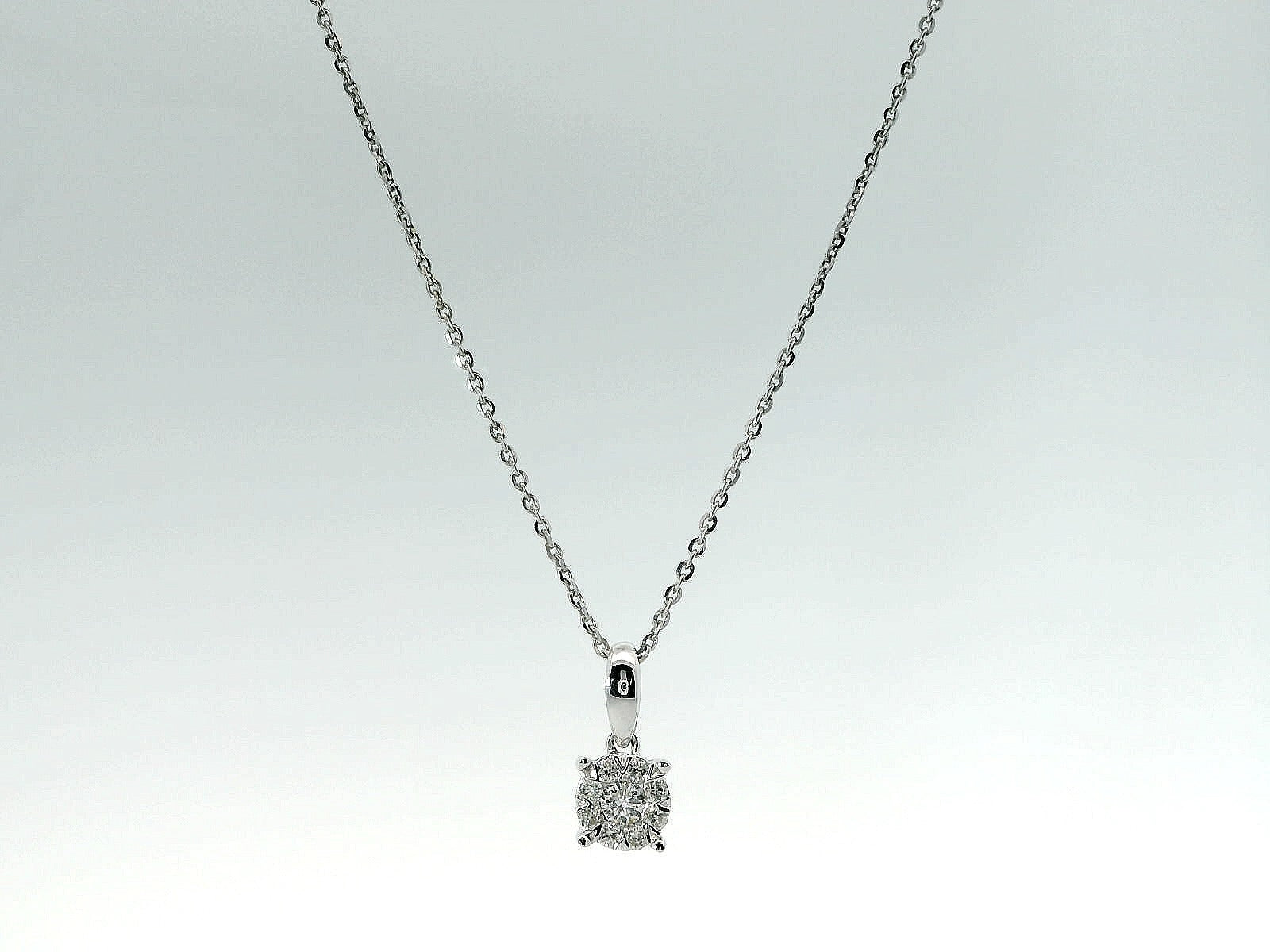 10K 1/8CTW Diamond Cluster Necklace
