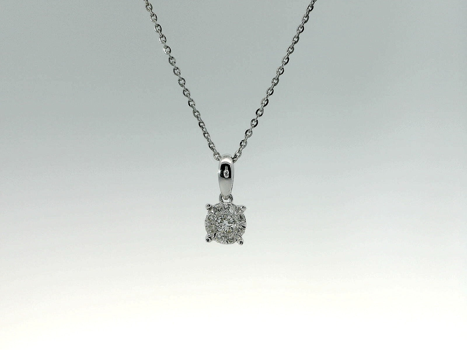 10K 1/8CTW Diamond Cluster Necklace